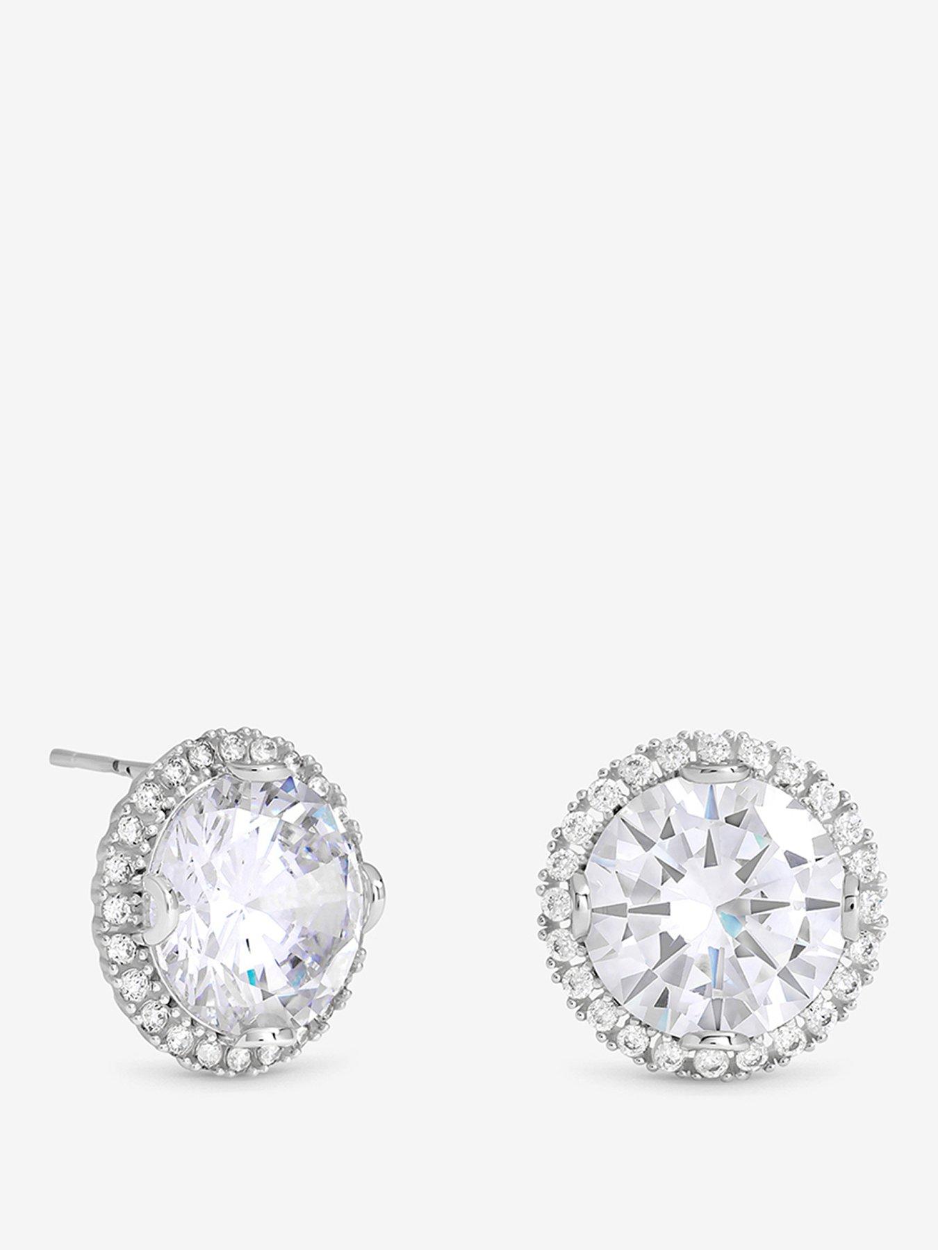 Image 1 of 1 of Jon Richard Rhodium Plated And Crystal Statement Halo Stud Earrings