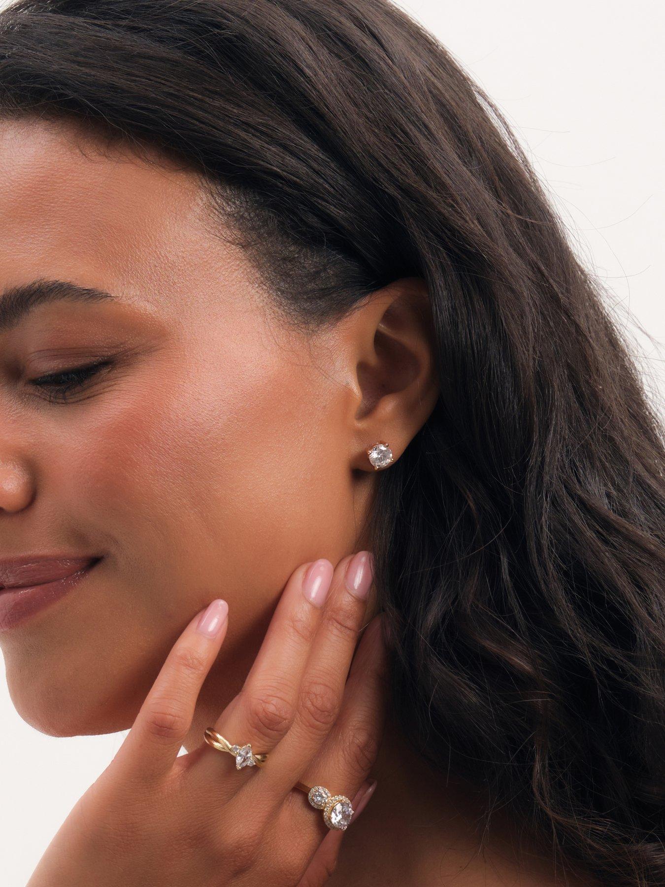 Image 3 of 3 of Jon Richard Gold Plated And Crystal Large Round Studs