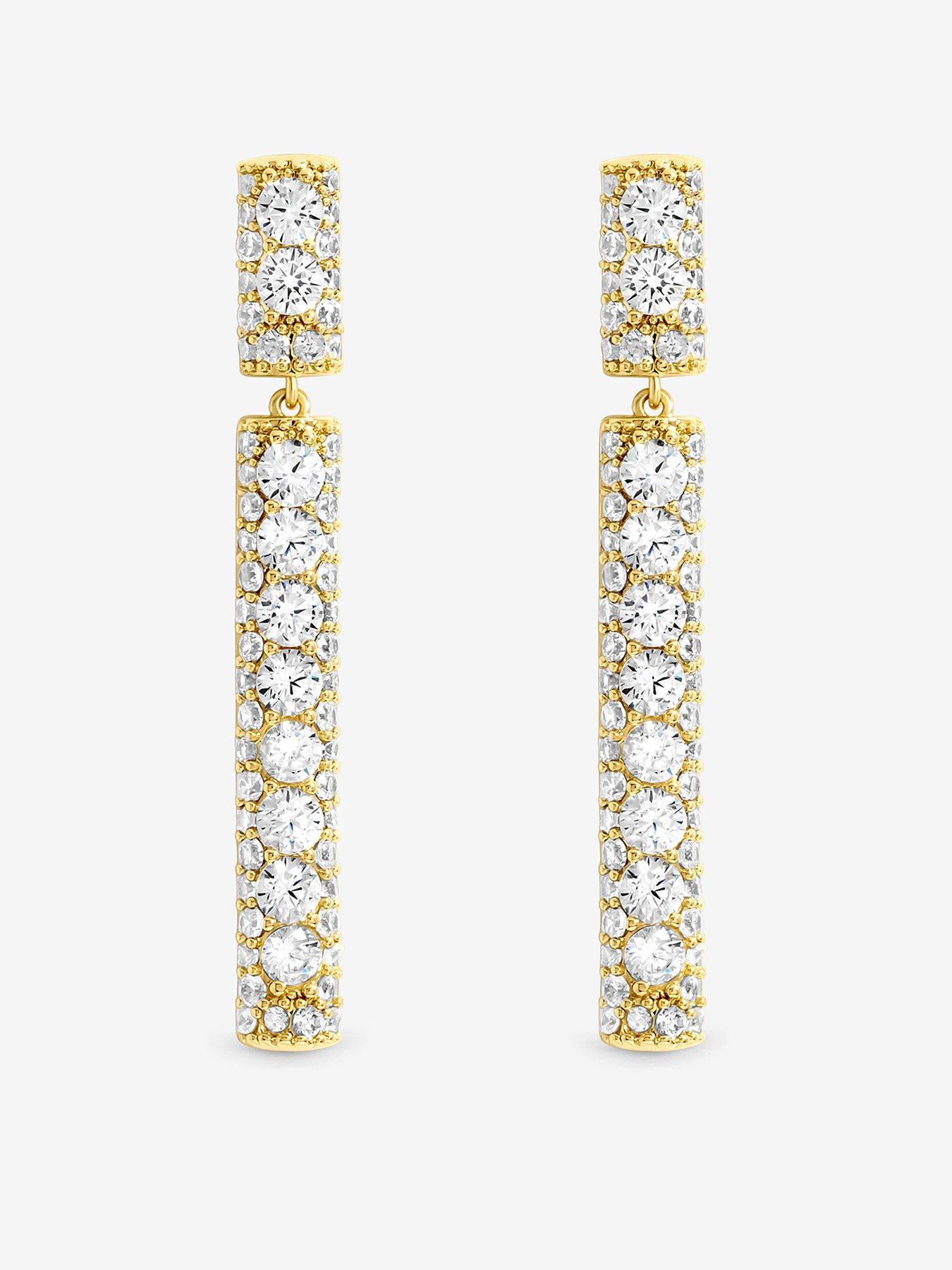 Jon Richard Jon Richard Gold Plated Pave And Crystal Drop Earrings