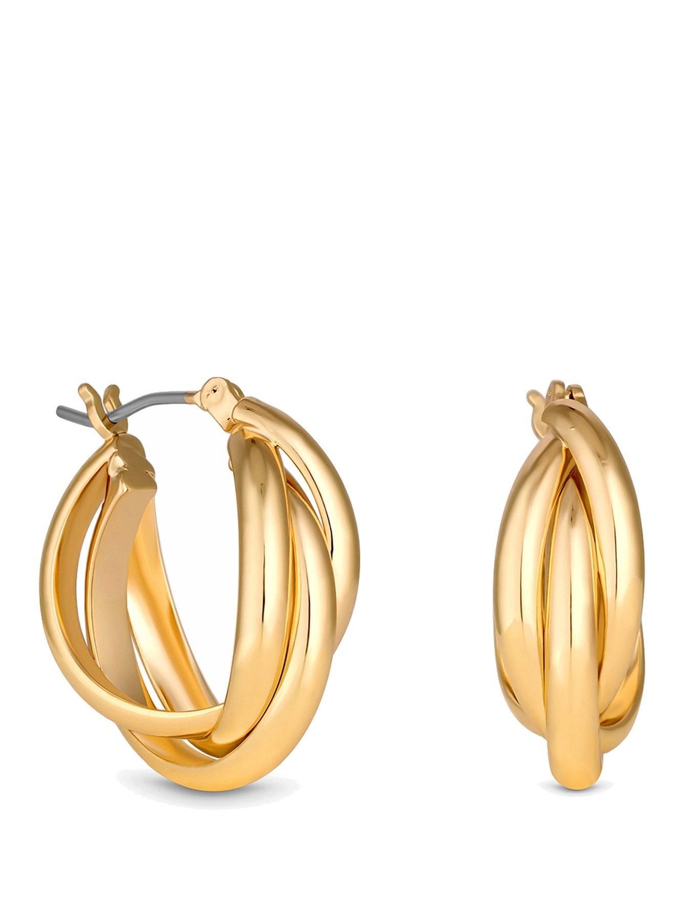 Image 1 of 1 of Jon Richard Gold Polished Interlocking Hoop Earrings
