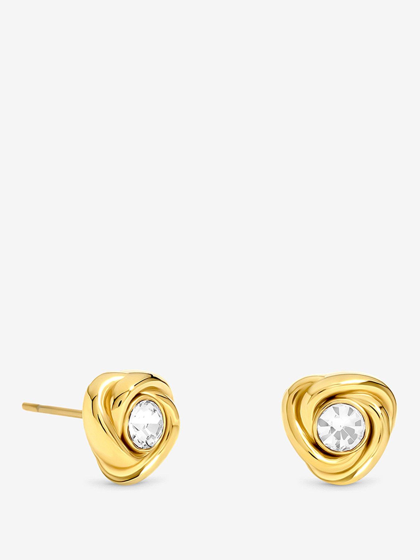 Image 1 of 3 of Jon Richard Gold Plated And Crystal Waterproof Knot Stud Earrings