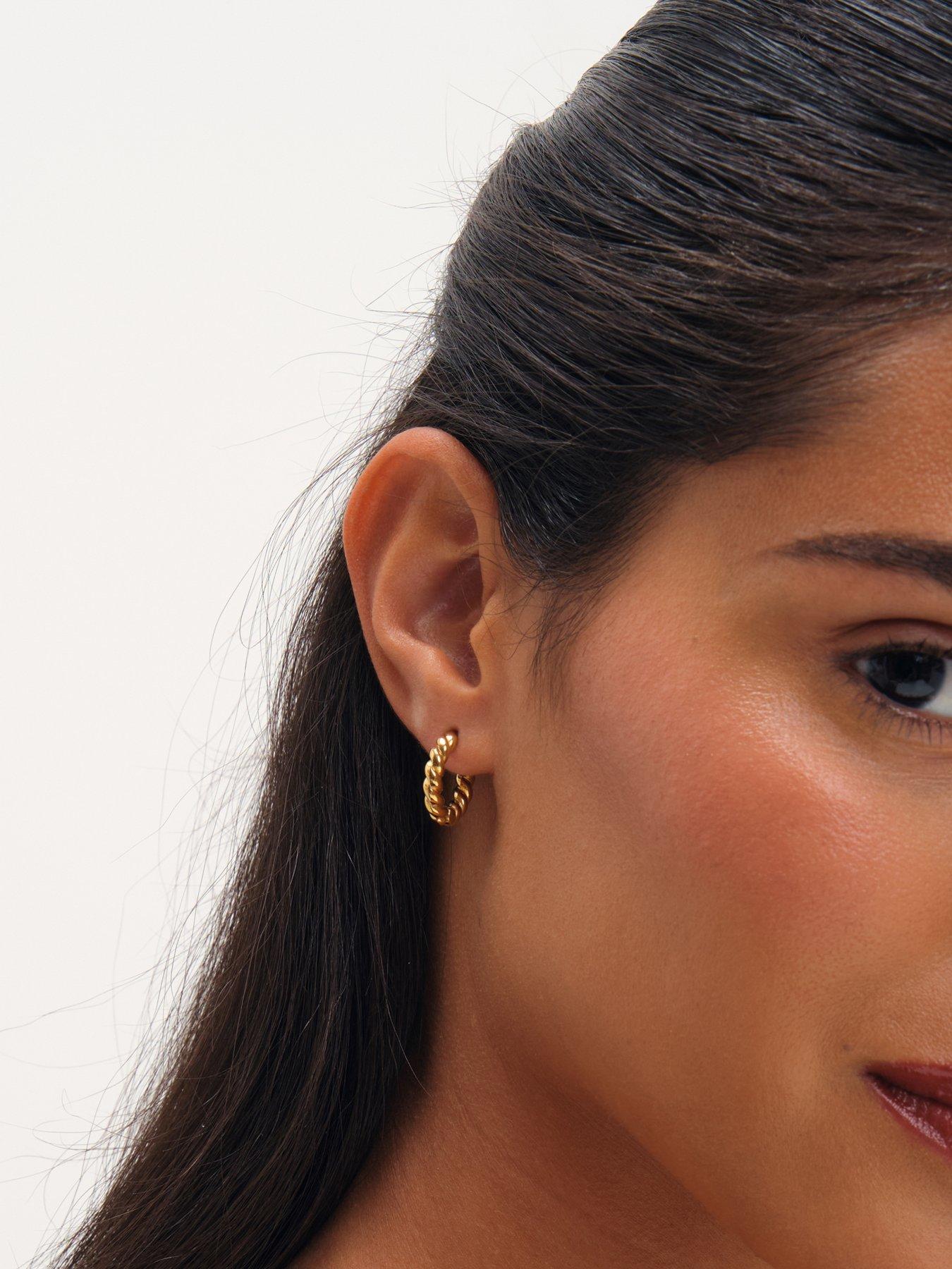 Image 3 of 3 of Jon Richard Gold Plated Waterproof Twist Hoop Earrings