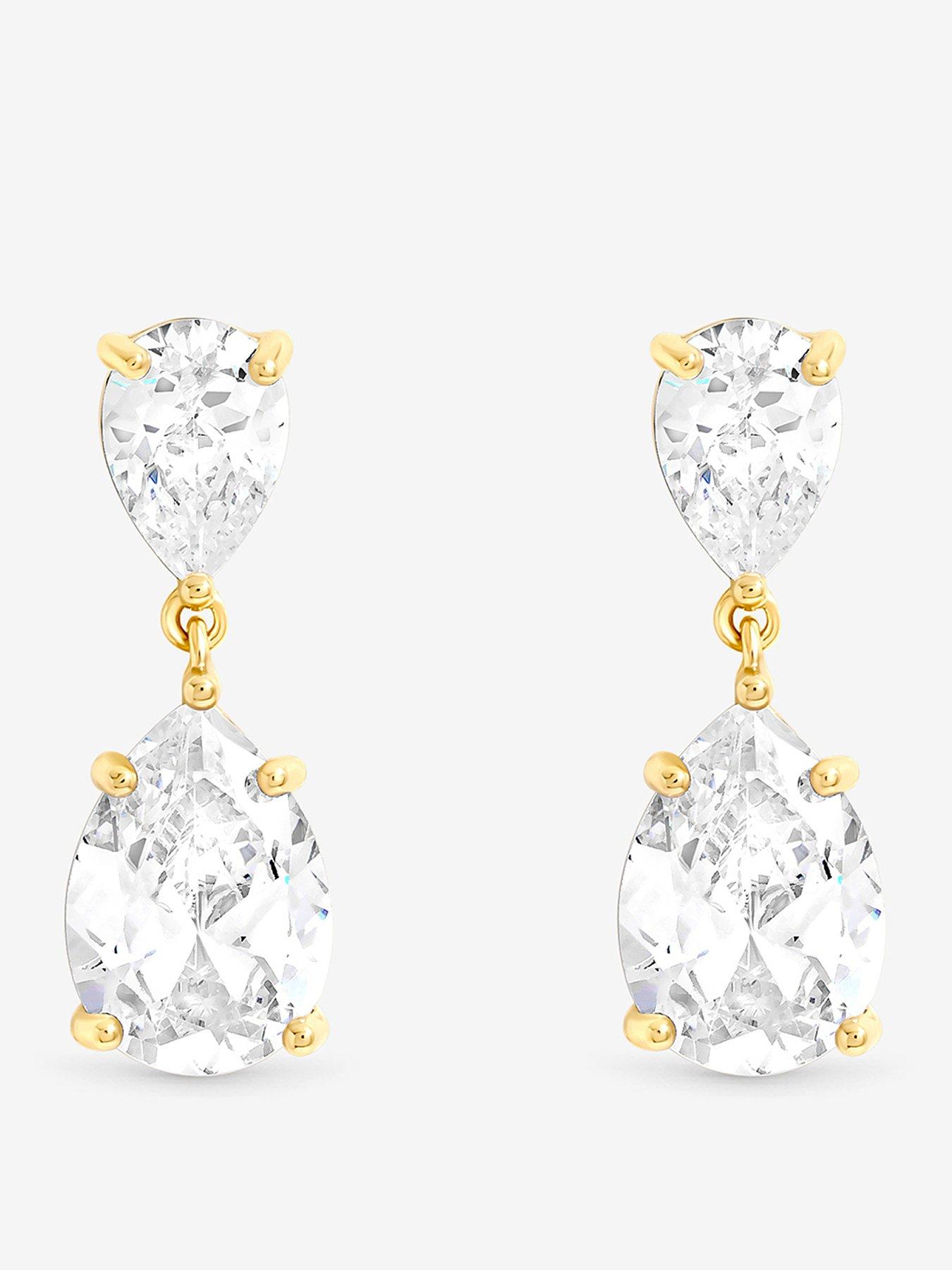 Image 1 of 1 of Jon Richard Gold Plated Crystal Peardrop Earrings