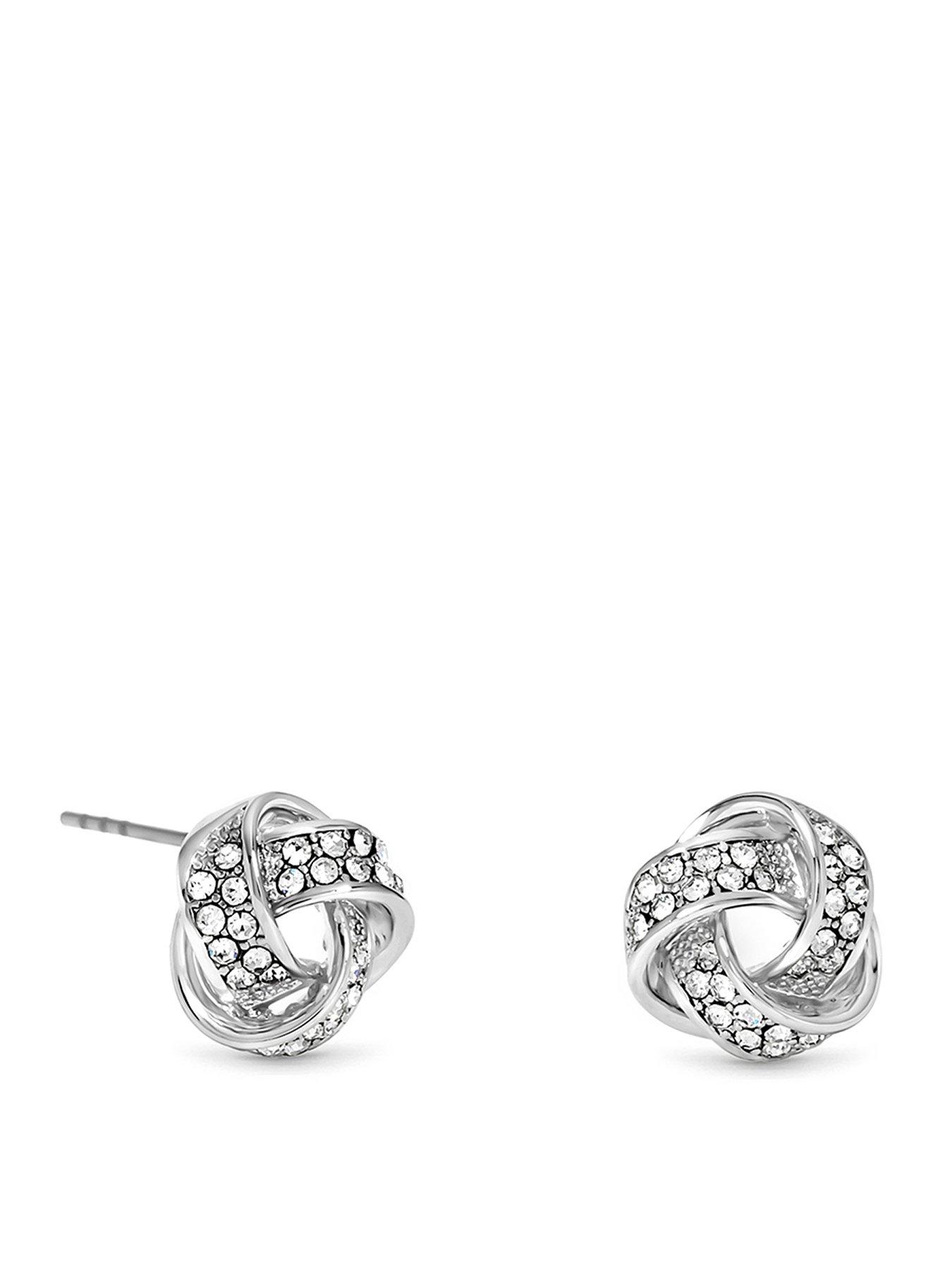 Image 1 of 1 of Jon Richard Rhodium Plated And Pave Knot Stud Earrings