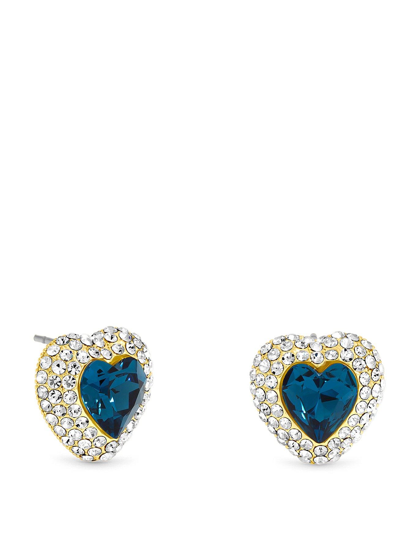 Jon Richard Gold Plated And Sapphire Heart Earrings