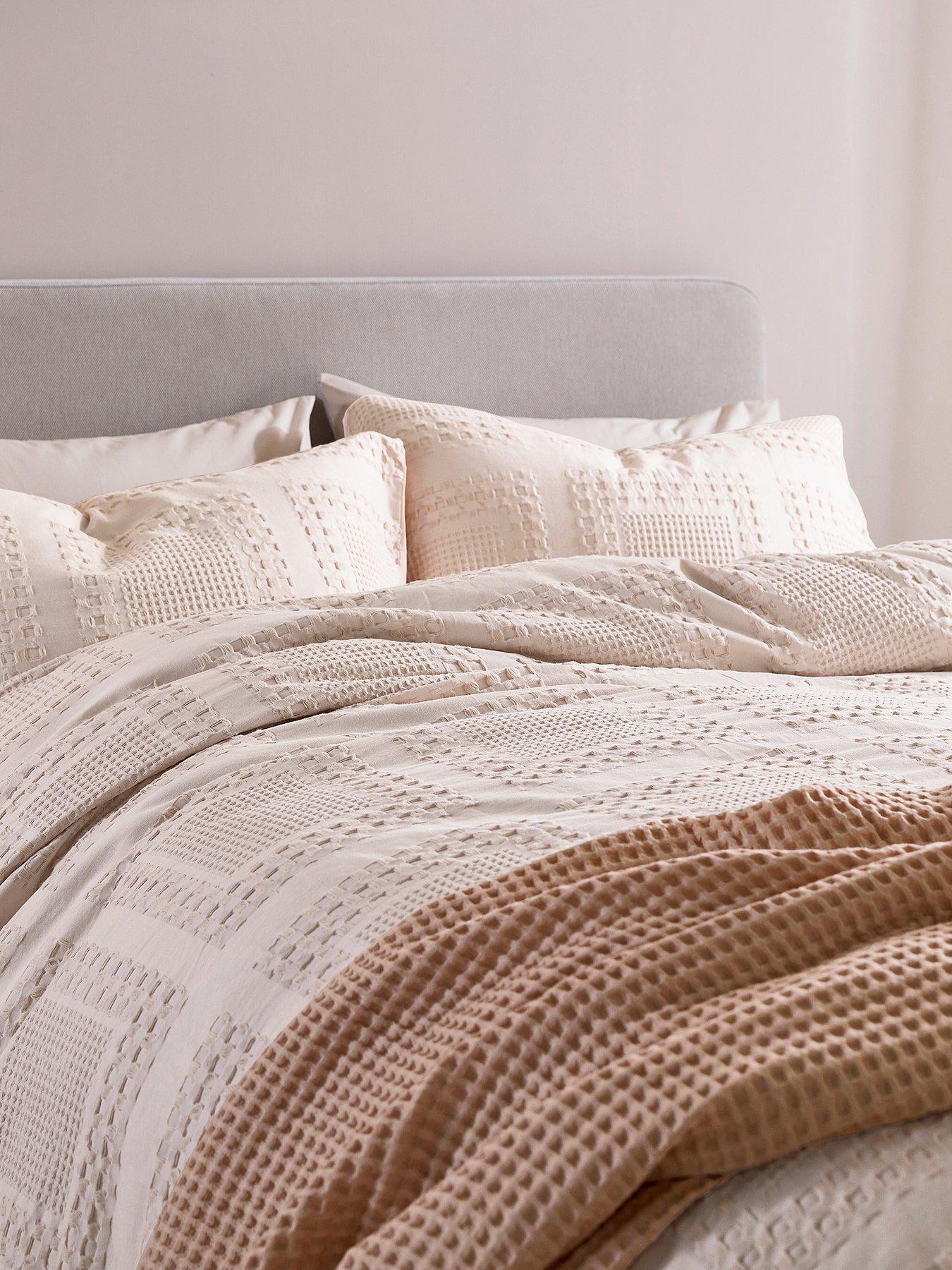 Image 1 of 5 of Abigail Ahern x Murmur Maeve Waffle Bed Cover Set Dusky Pink