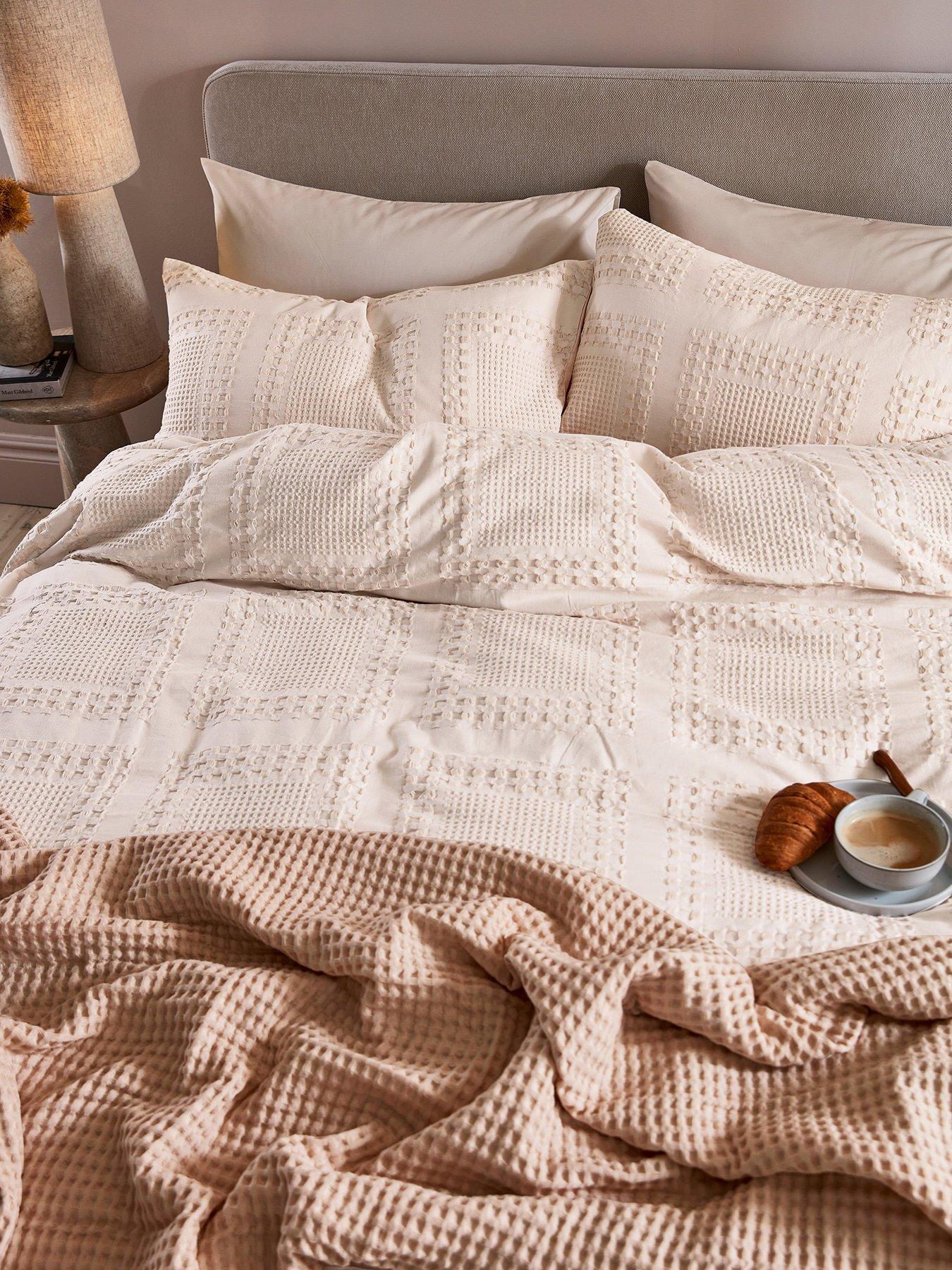 Image 3 of 5 of Abigail Ahern x Murmur Maeve Waffle Bed Cover Set Dusky Pink