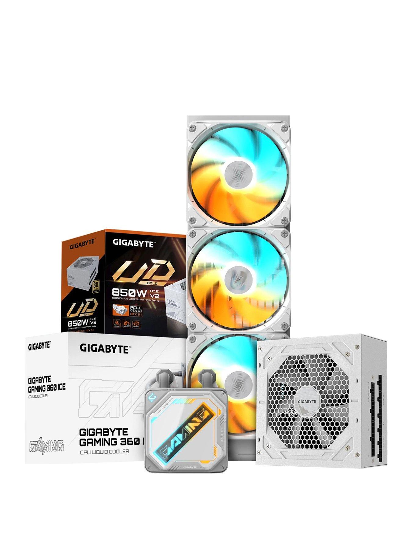 Image 1 of 7 of GIGABYTE GP-UD850GM PG5 ICE 80 Plus Gold 850W Modular Power Supply with GP-GIGABYTE GME 360 ICE Liquid Cooler - White