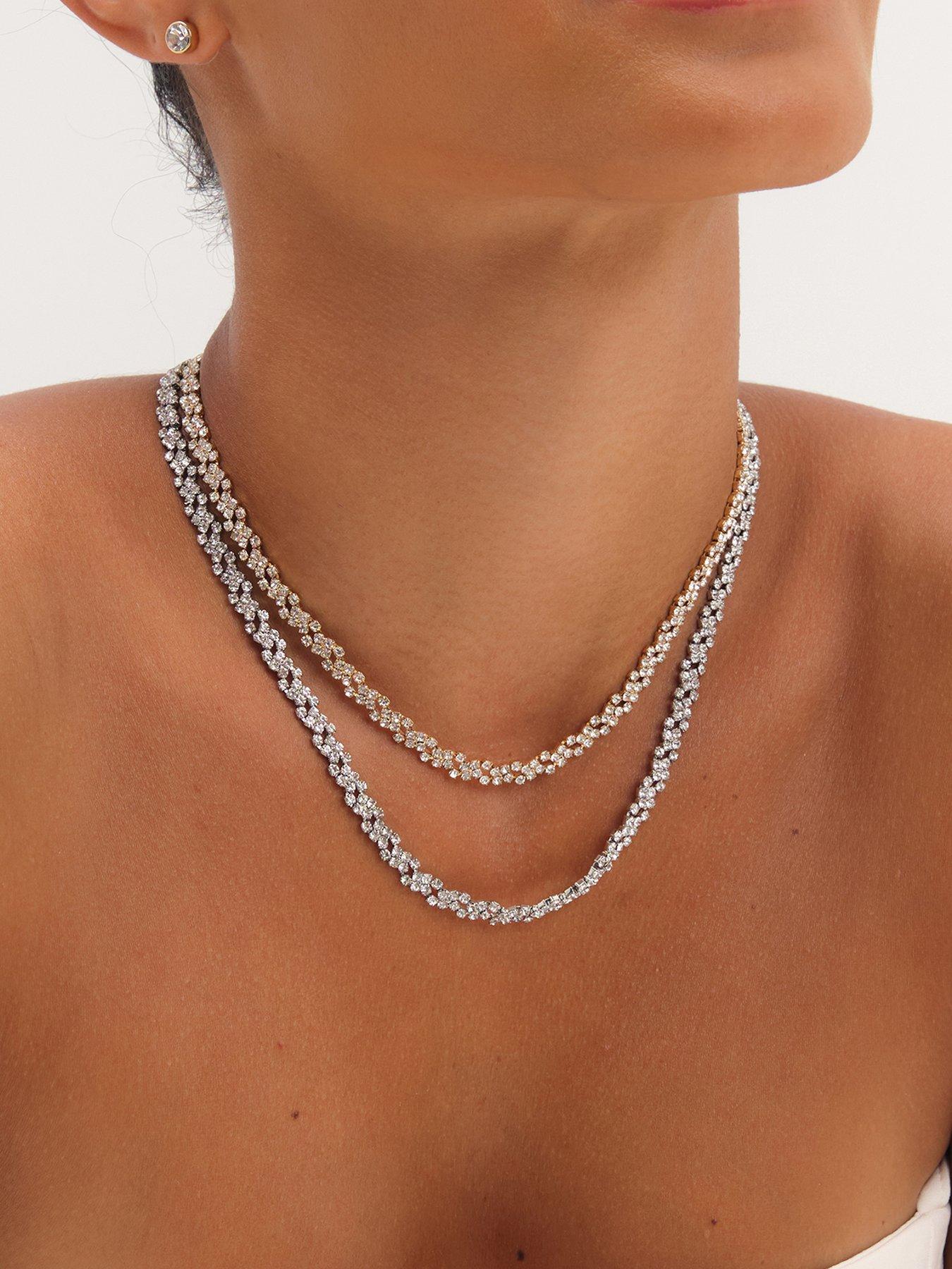 Jon Richard Rhodium Plated Crystal Fine Multi Stone Necklace