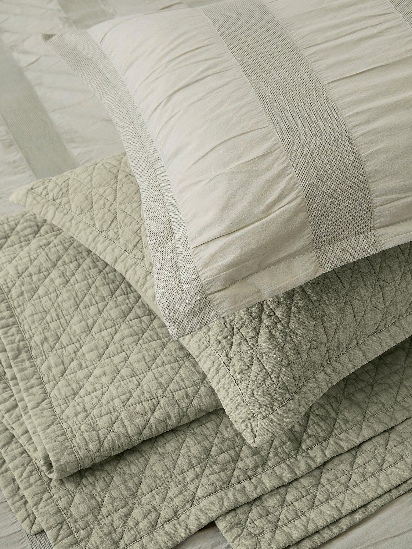 Bedeck of Belfast Stonewashed Cotton Pillowcase Pairs Oxford Sage Green