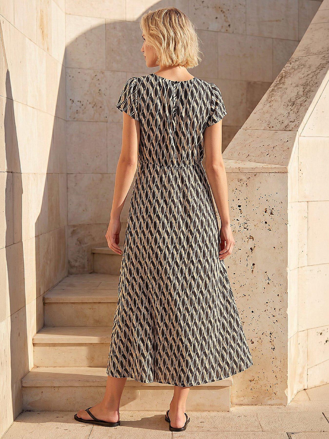 Image 3 of 4 of Roman Abstract Geo Print Midi Dress