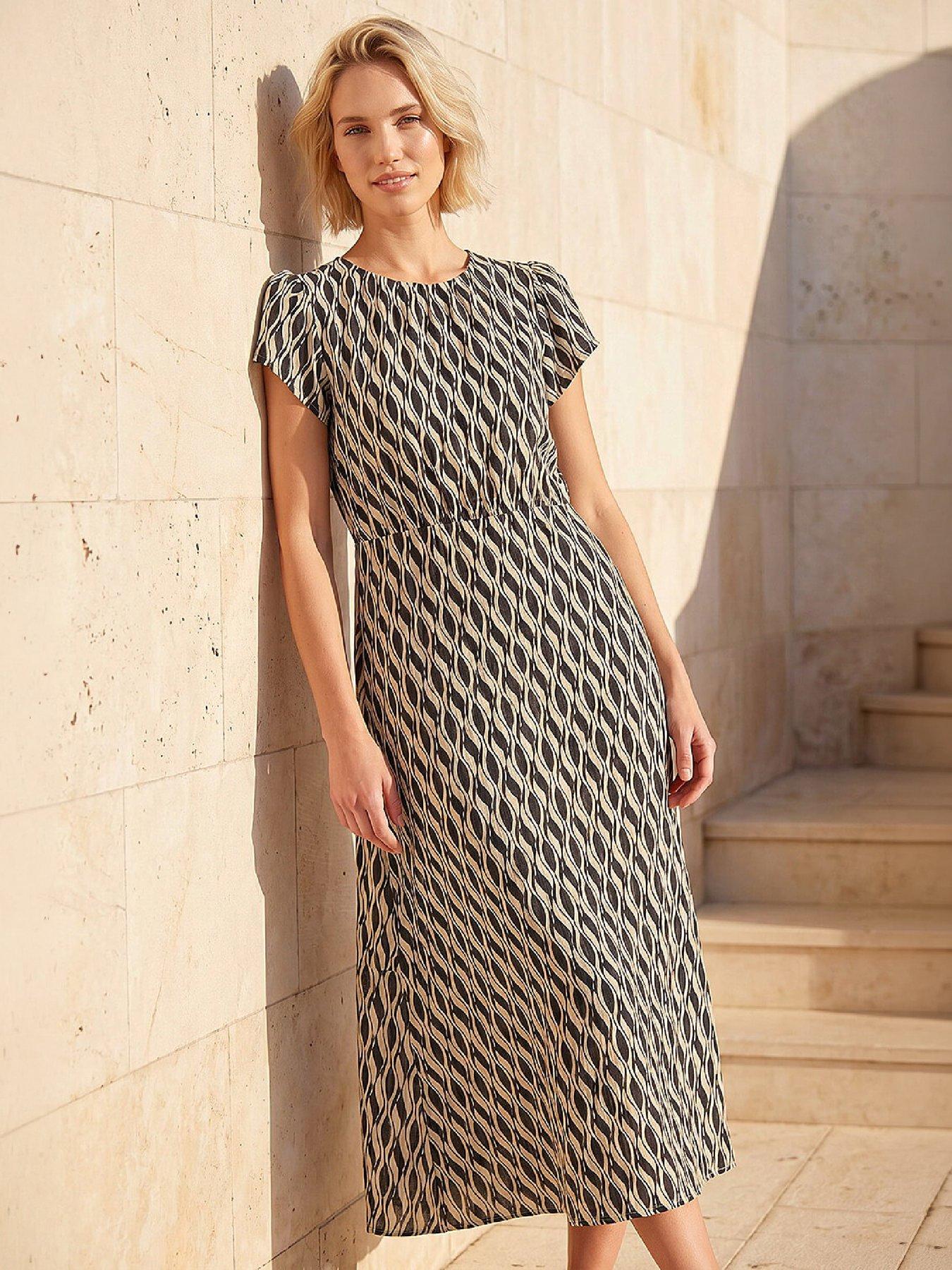 Image 4 of 4 of Roman Abstract Geo Print Midi Dress