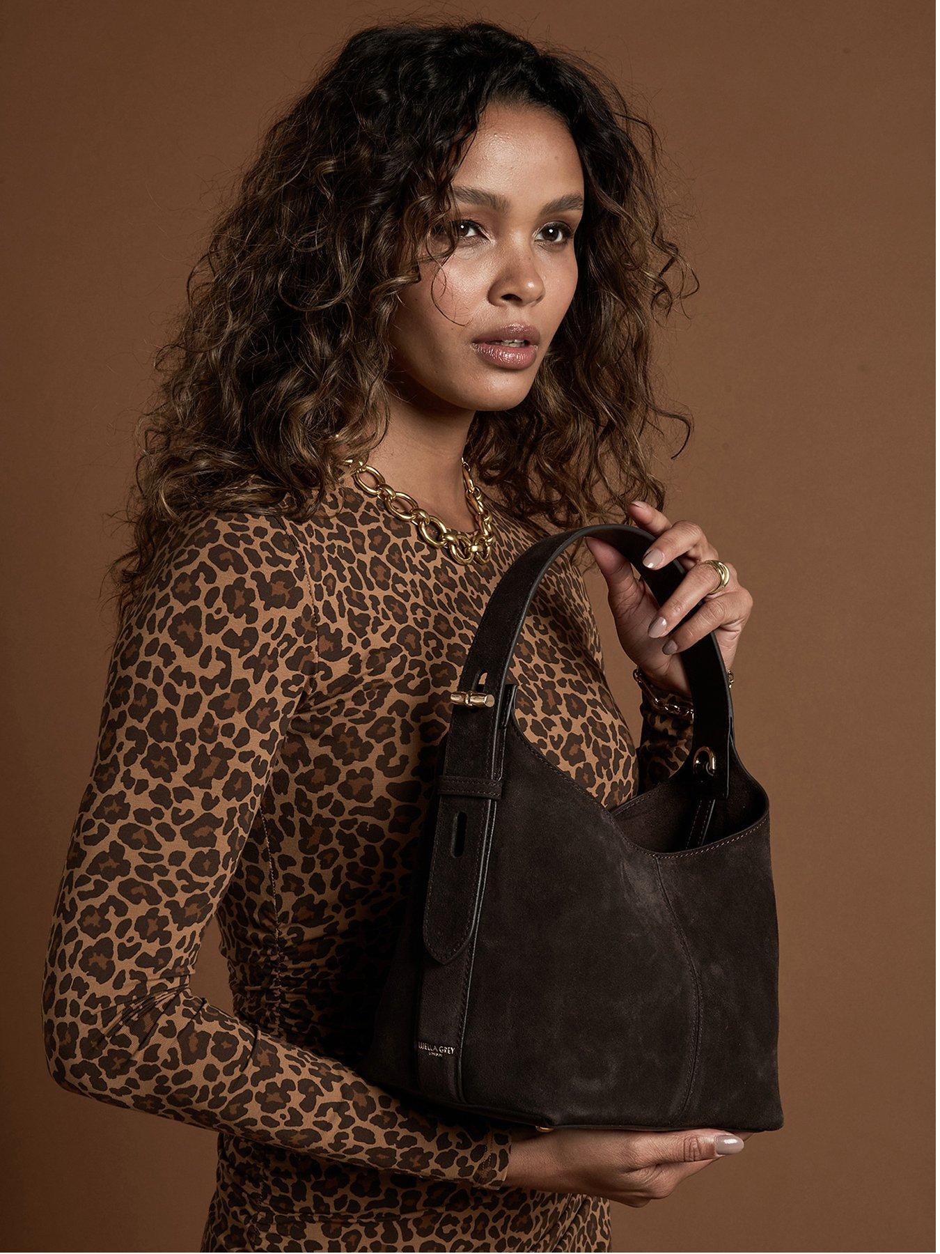 Image 1 of 7 of Luella Grey Roxanne Grab Handle Bag - Chocolate Suede