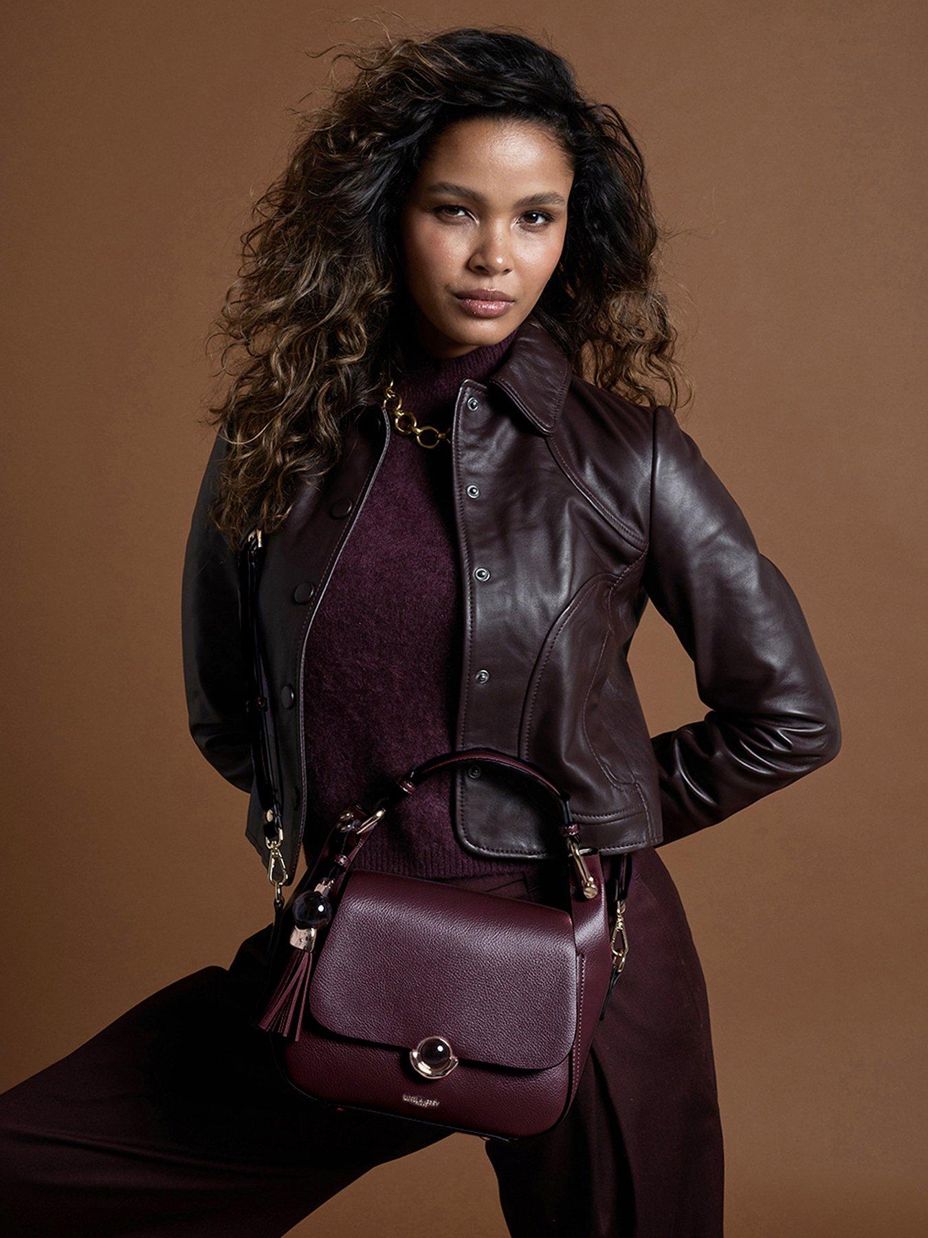 Luella Grey Diana Top Handle Crossbody In Black Cherry