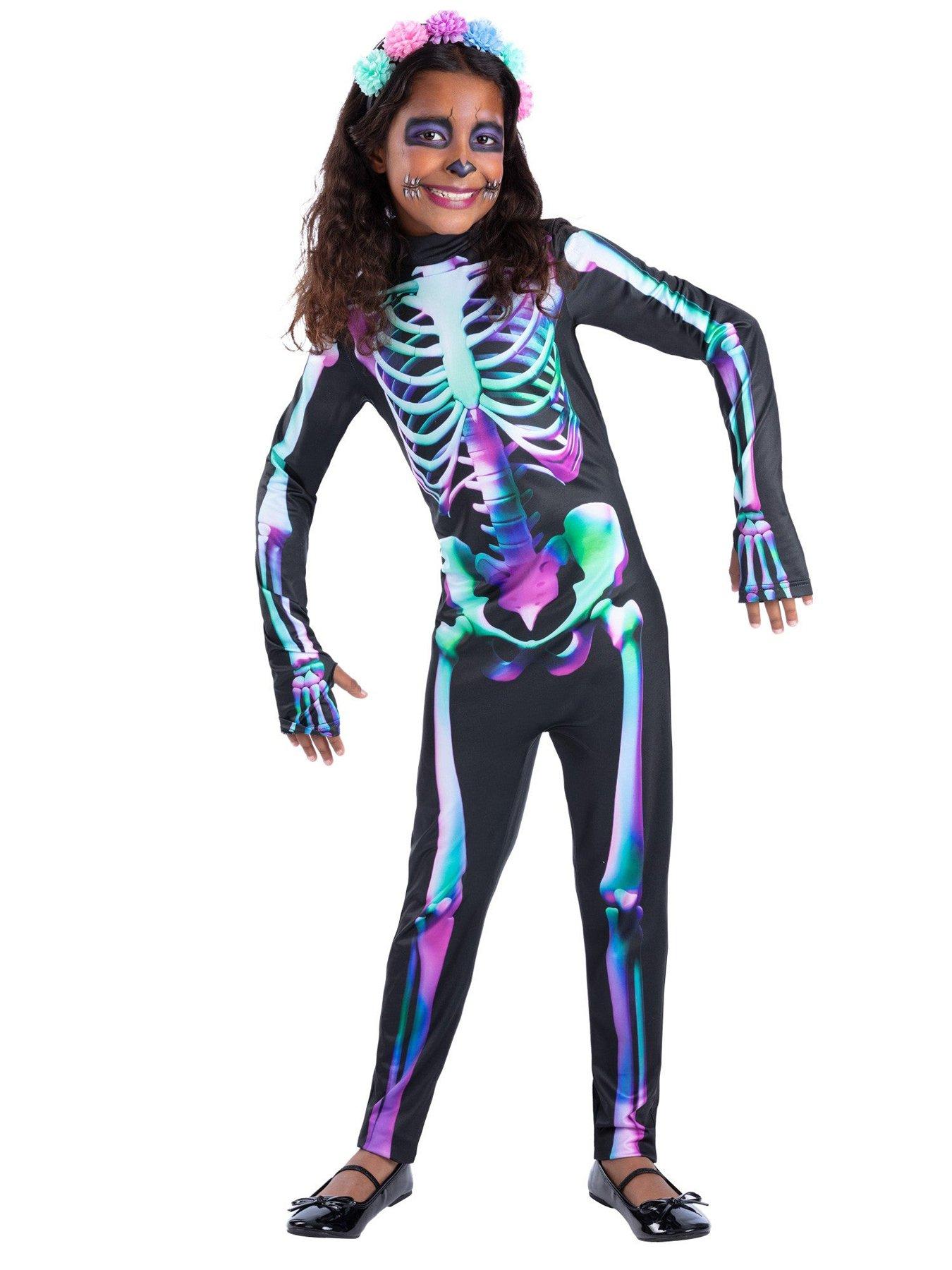 Image 1 of 4 of Kids Bright Bones Skeleton Costume
