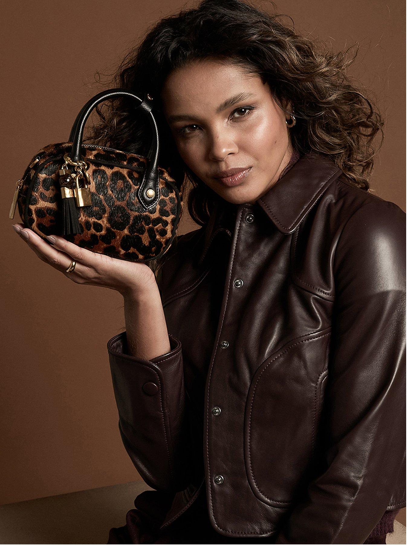 Luella Grey Womens Ruthanna Leopard Print Bag, Brown, Women