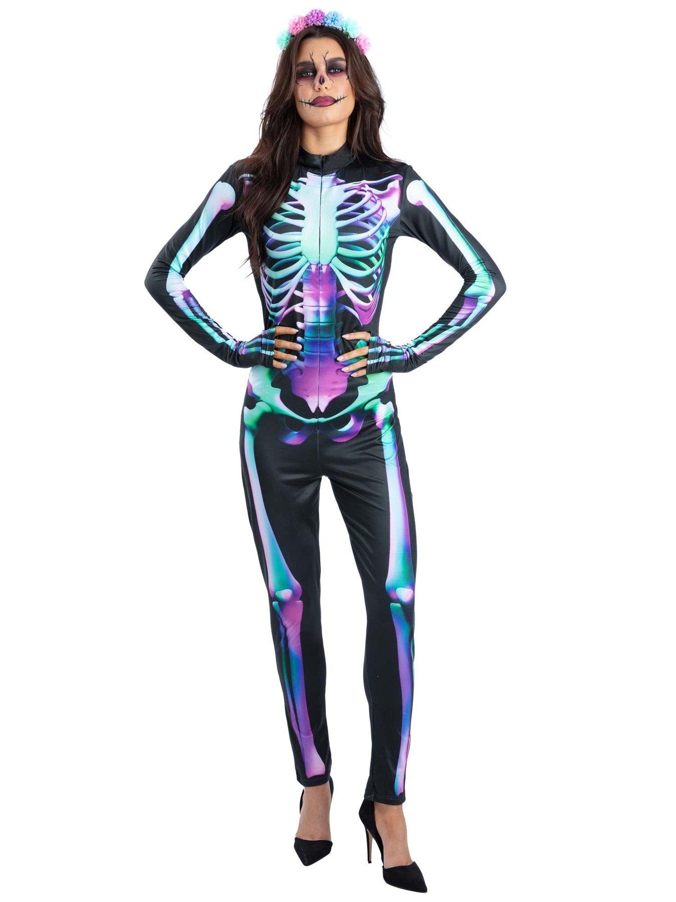 Image 1 of 4 of Ladies Bright Bones Skeleton Costume