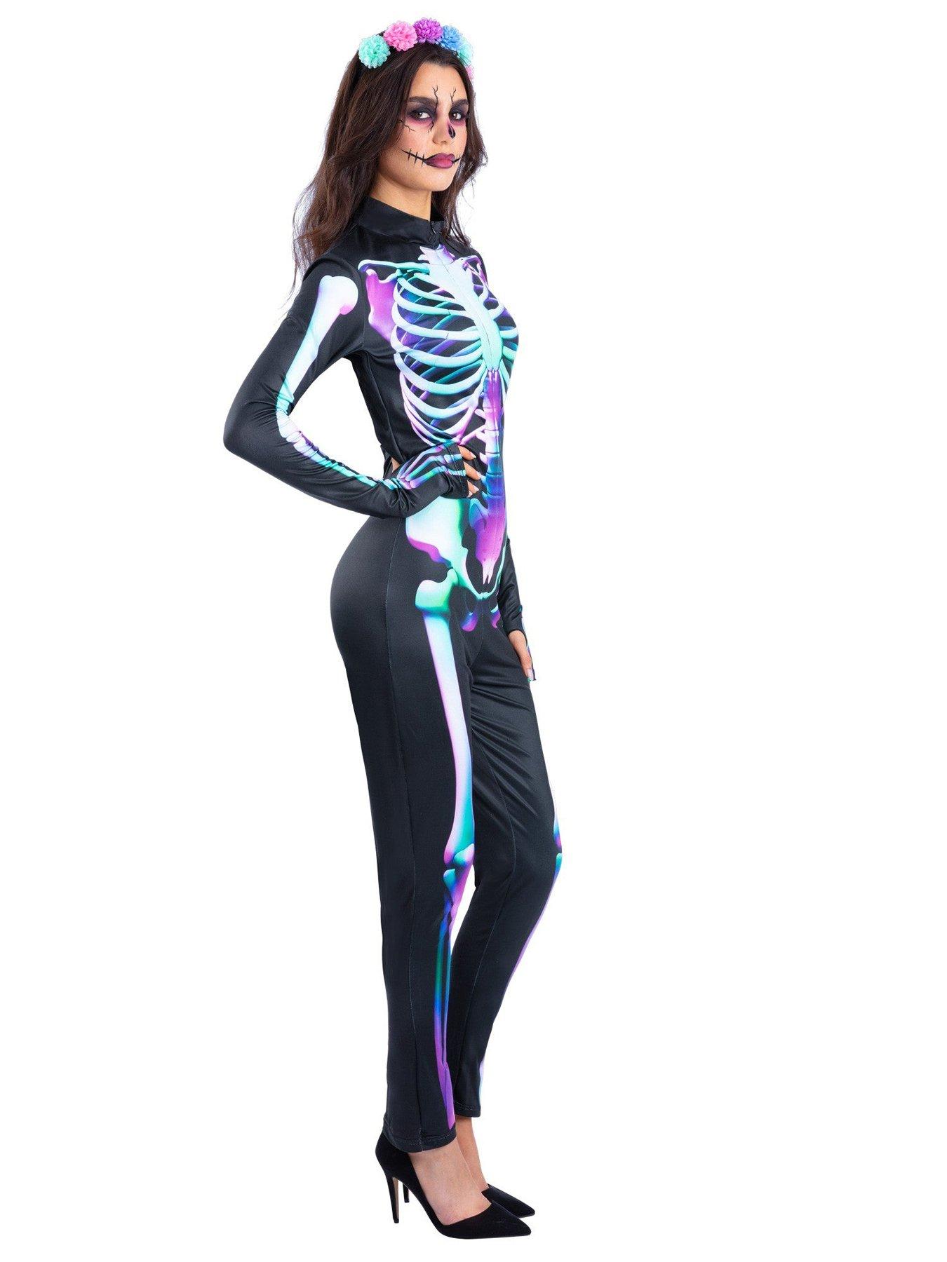 Image 3 of 4 of Ladies Bright Bones Skeleton Costume