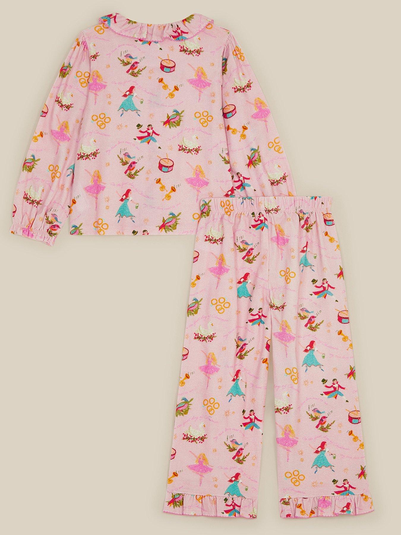 Image 3 of 4 of Monsoon Girls Woven 12 Days Of Christmas Pyjamas - Pink