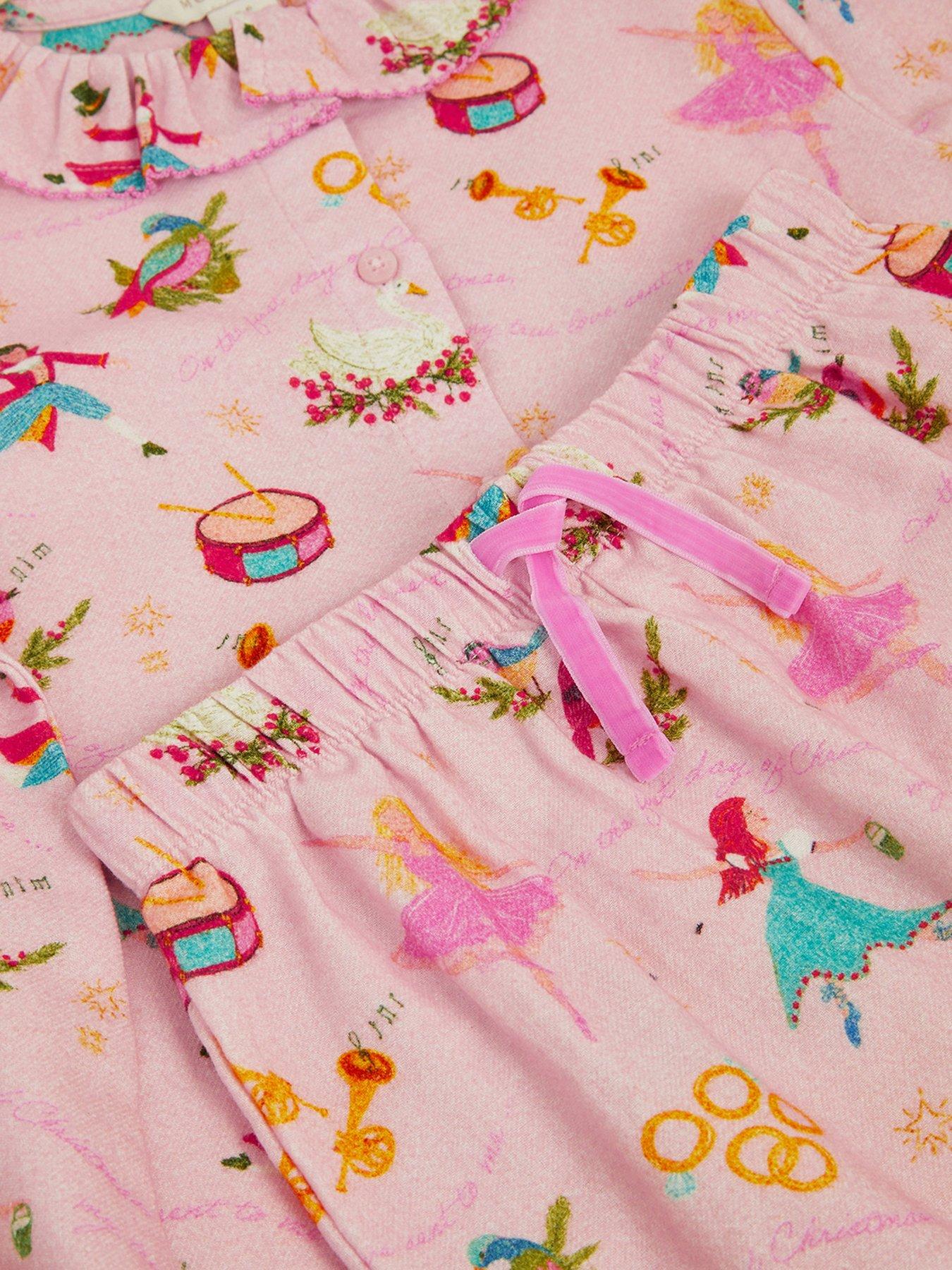 Image 4 of 4 of Monsoon Girls Woven 12 Days Of Christmas Pyjamas - Pink