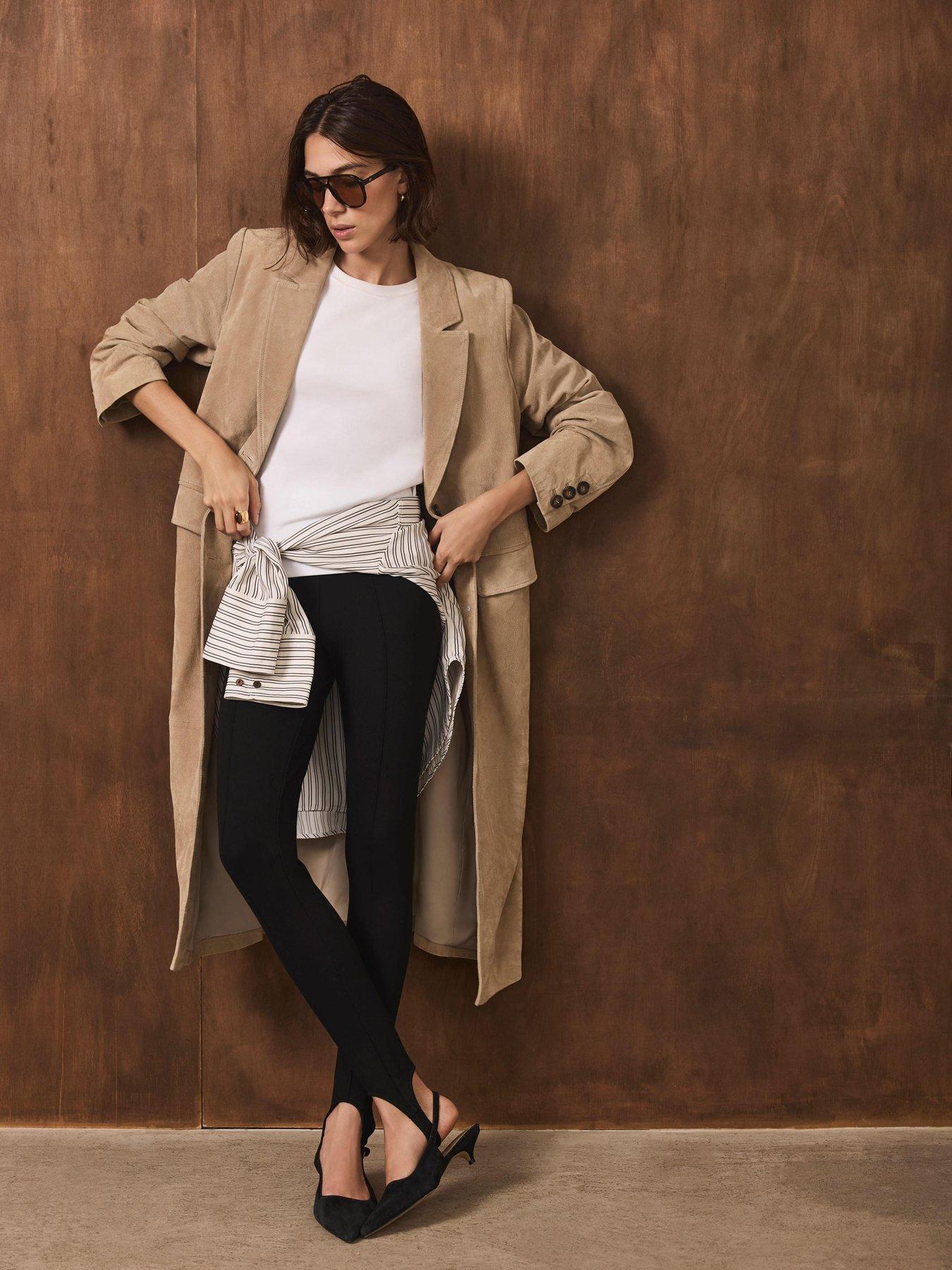 Image 1 of 6 of Mint Velvet Jersey Stirrup Leggings - Black
