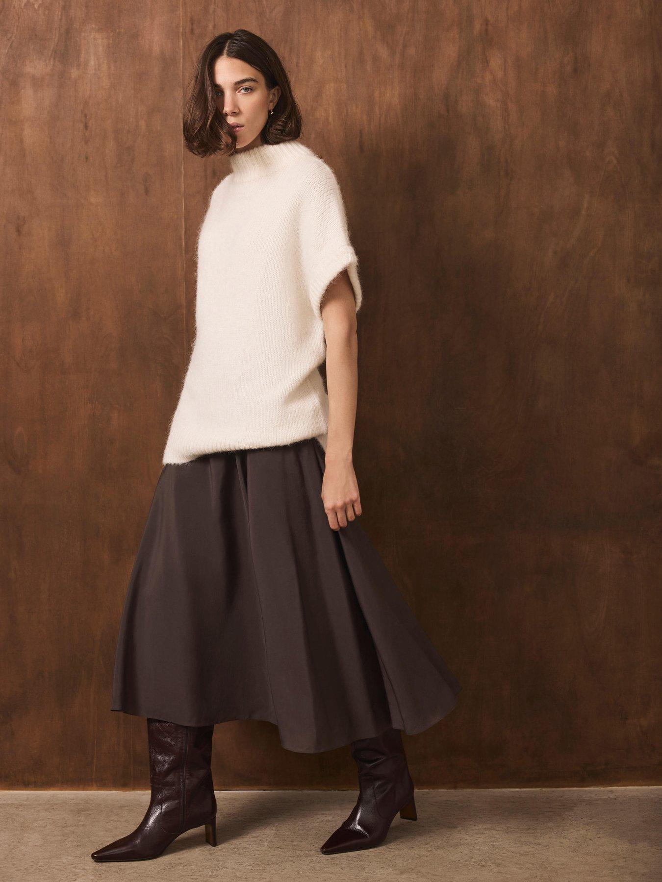 Image 2 of 6 of Mint Velvet Longline Knit Top - Cream