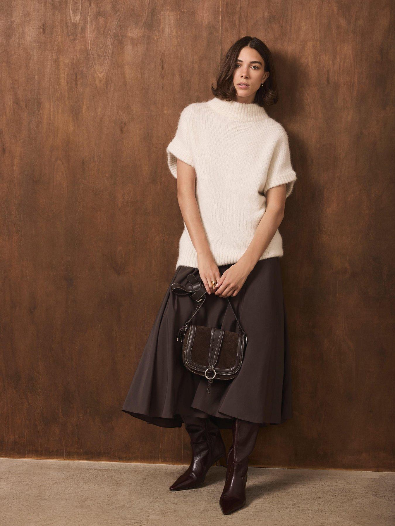 Image 3 of 6 of Mint Velvet Longline Knit Top - Cream