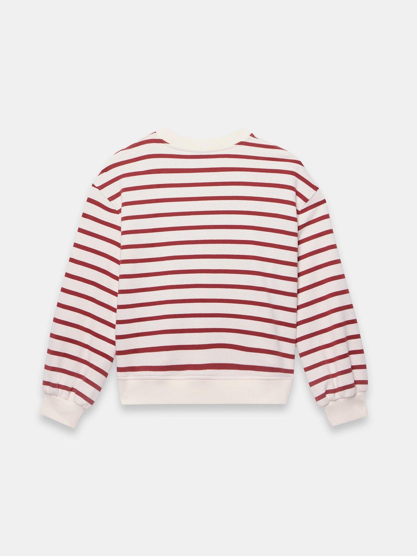 Image 6 of 6 of Mint Velvet Rust Stripe Balloon Sweatshirt - White
