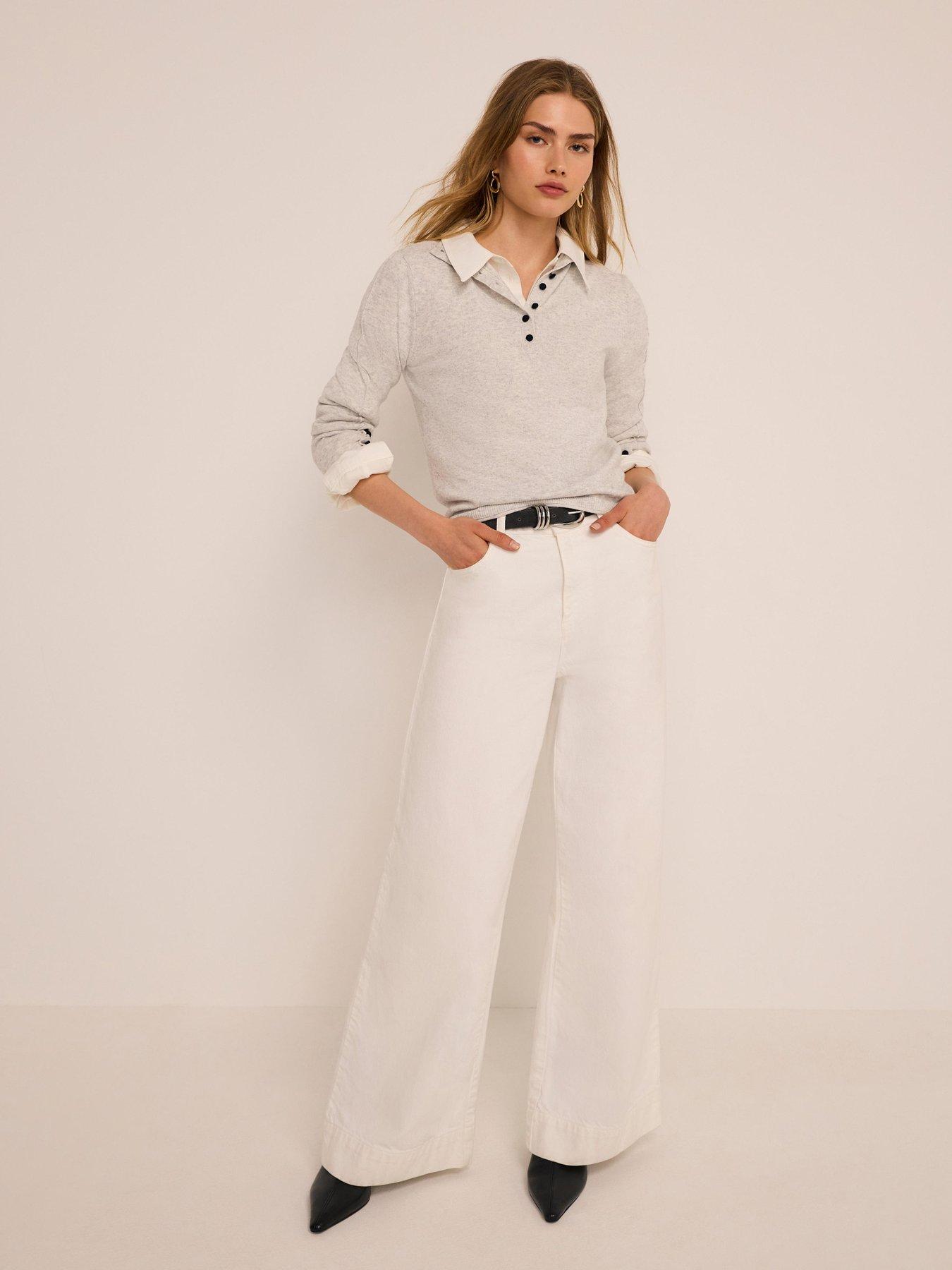 Image 4 of 6 of Mint Velvet Button Detail Knit Top - Grey