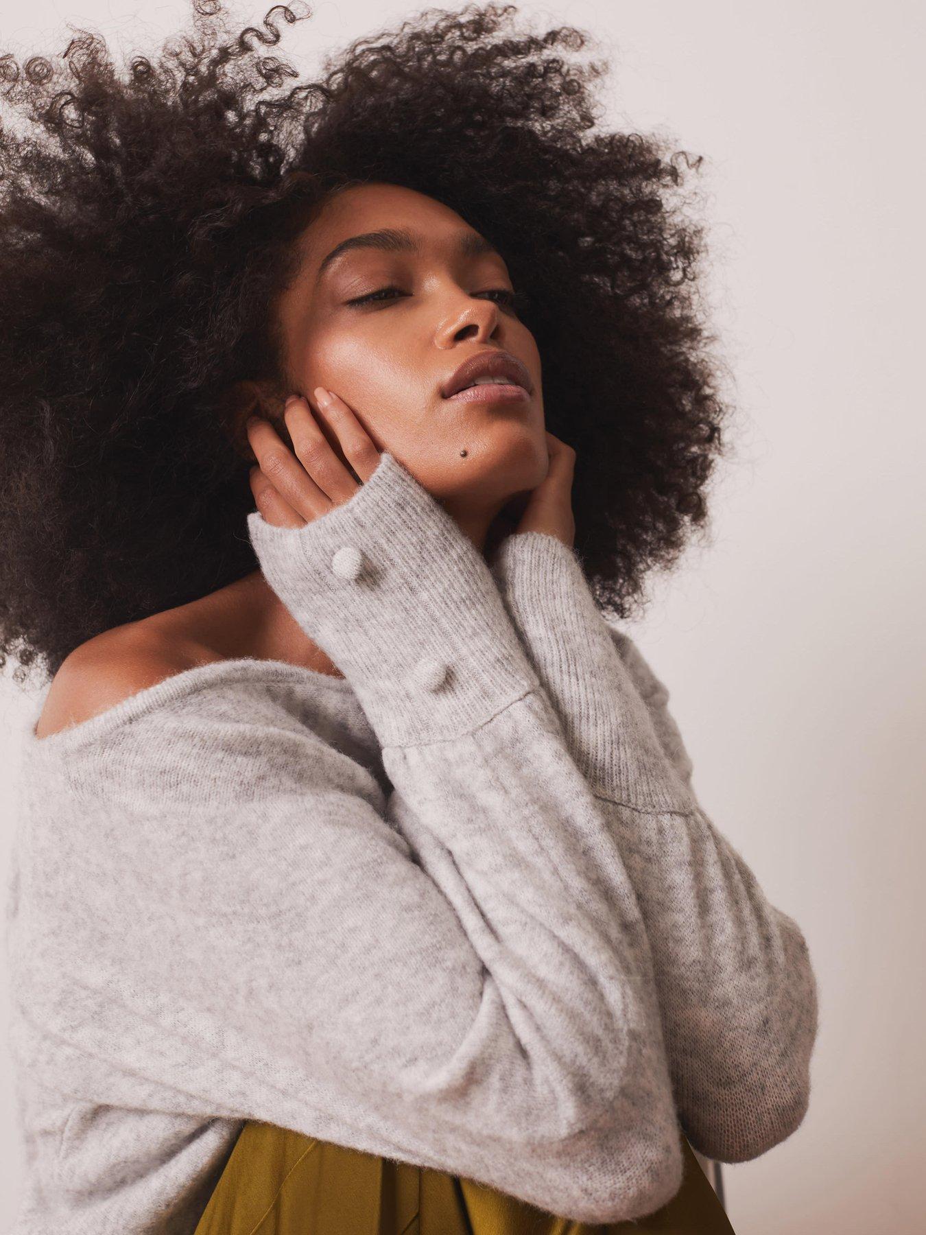 Image 2 of 6 of Mint Velvet Slash Neck Jumper - Grey