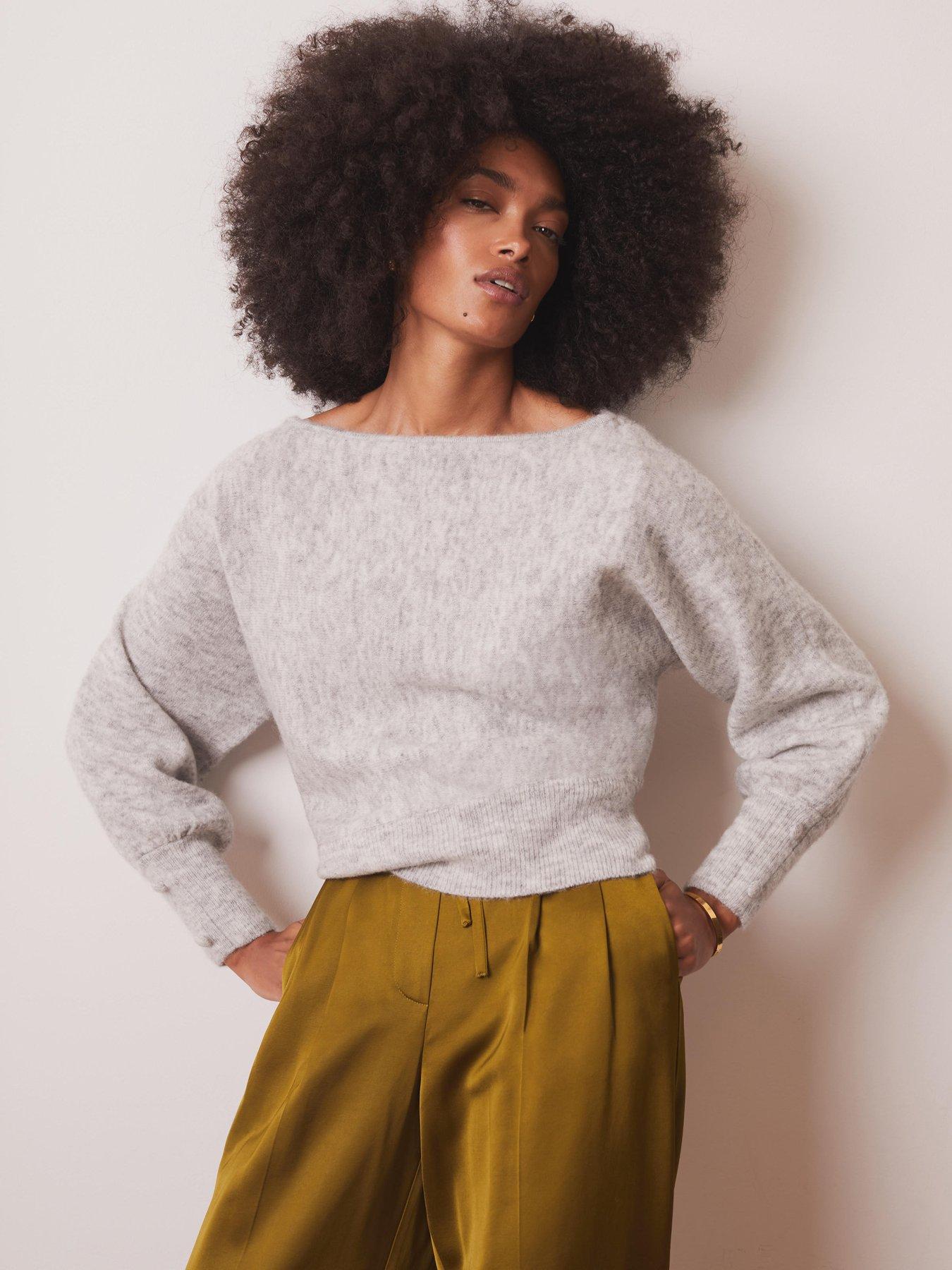 Image 3 of 6 of Mint Velvet Slash Neck Jumper - Grey