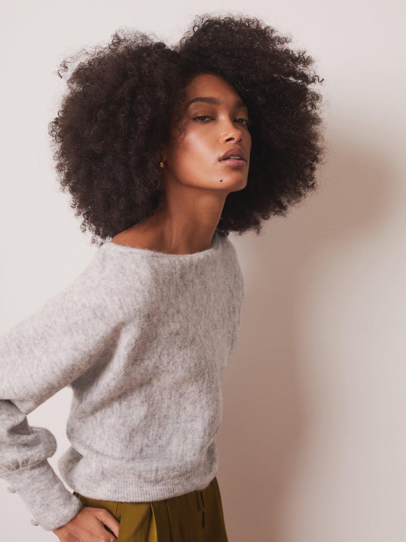 Image 4 of 6 of Mint Velvet Slash Neck Jumper - Grey