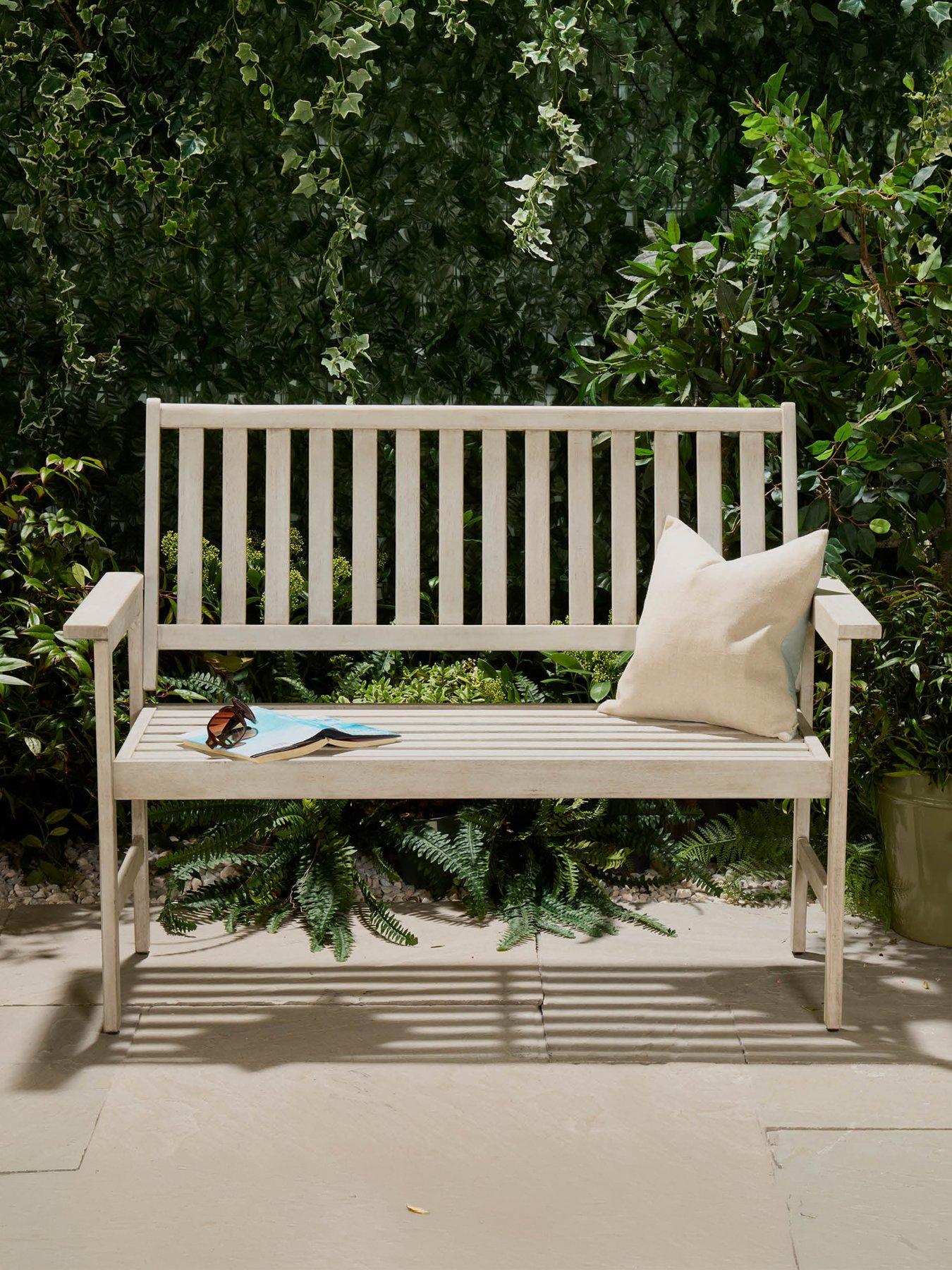 Vonhaus Murcia 2 Seater Wooden Grey Garden Bench