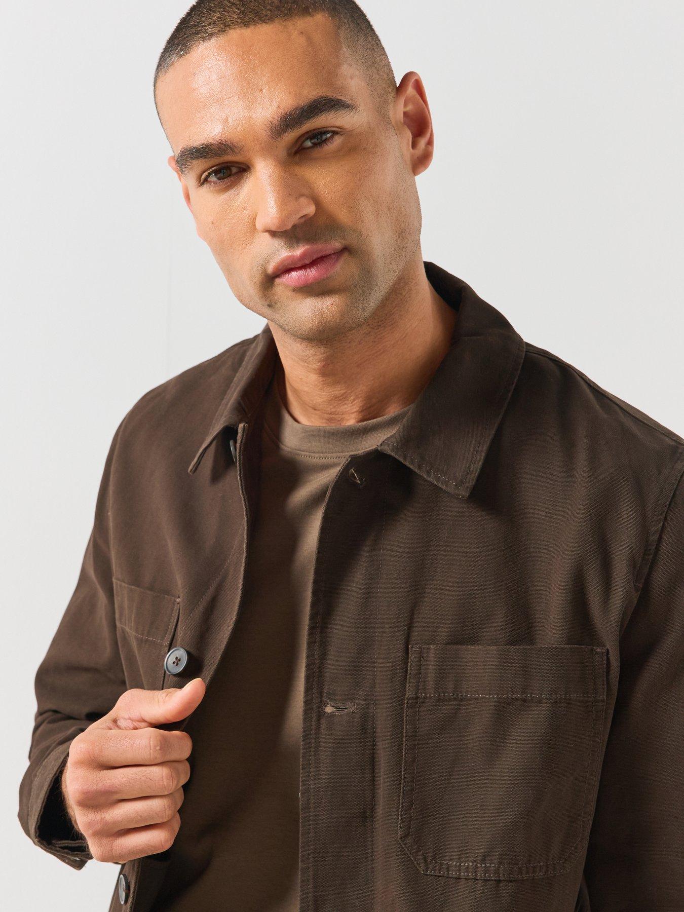 Image 4 of 6 of Mango Mens Hampton Regular Fit Cotton Overshirt - Brown