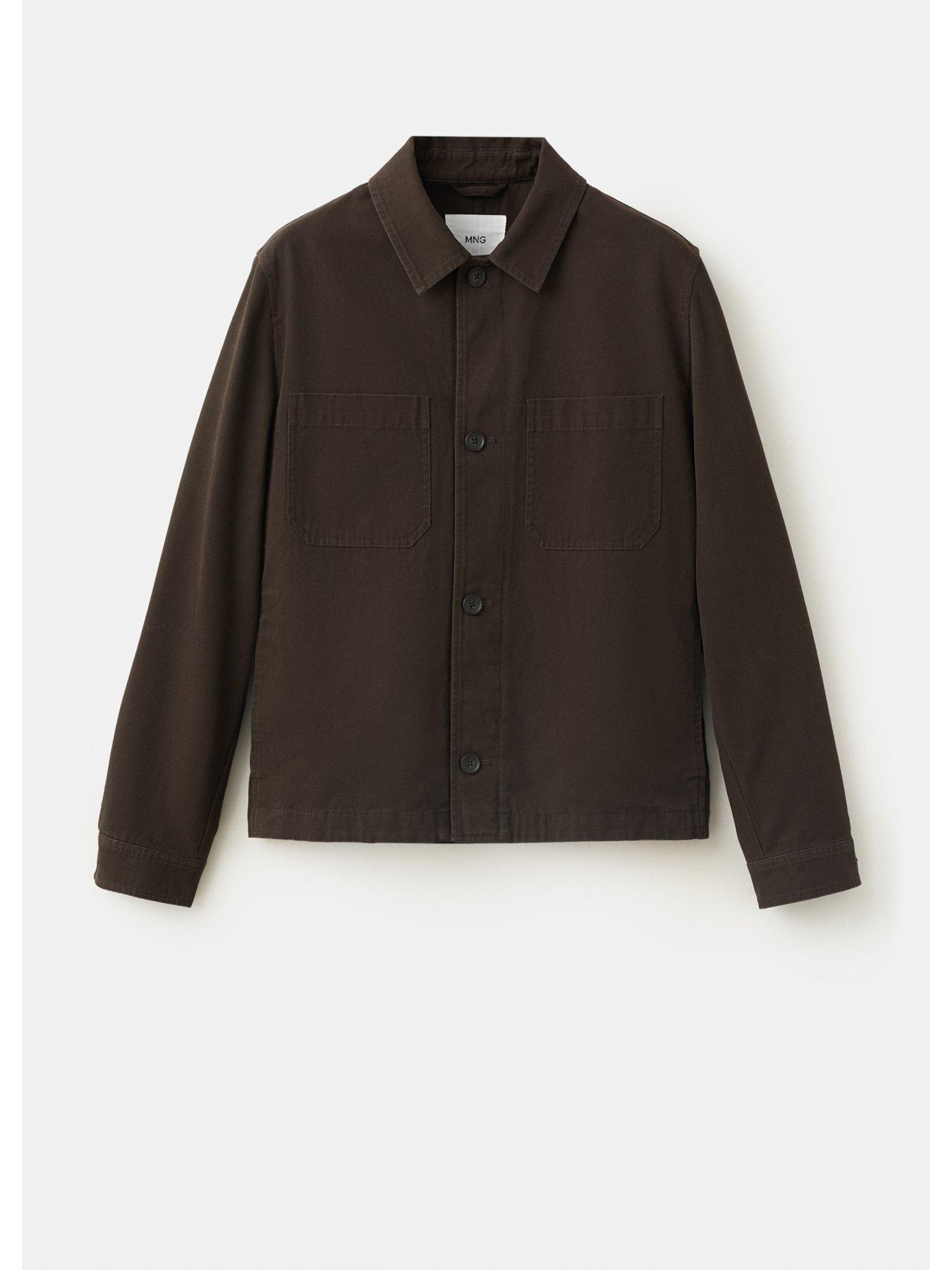 Image 6 of 6 of Mango Mens Hampton Regular Fit Cotton Overshirt - Brown