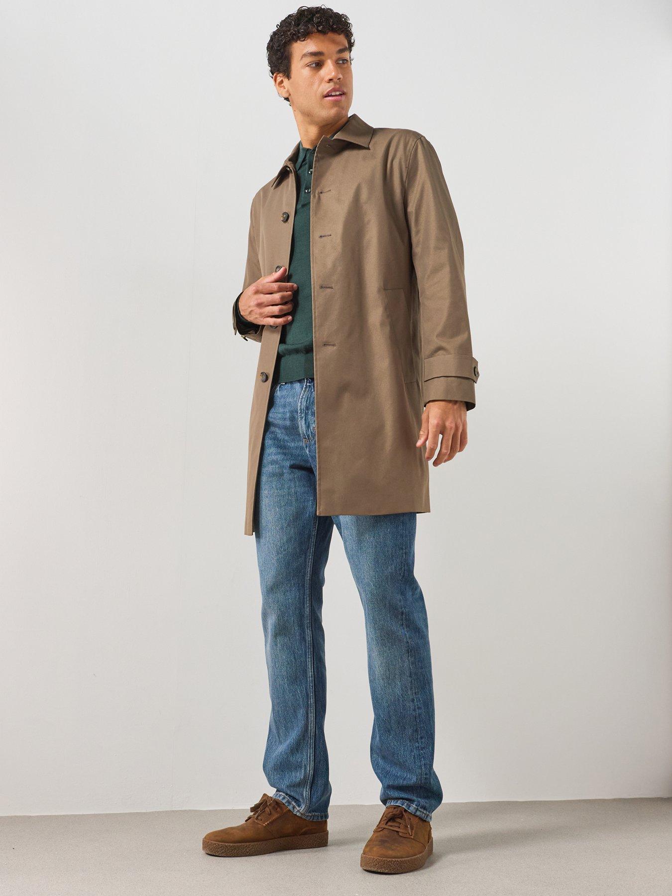 Image 3 of 6 of Mango Men's Water-Repellent Gabardine Coat with Pockets - Brown