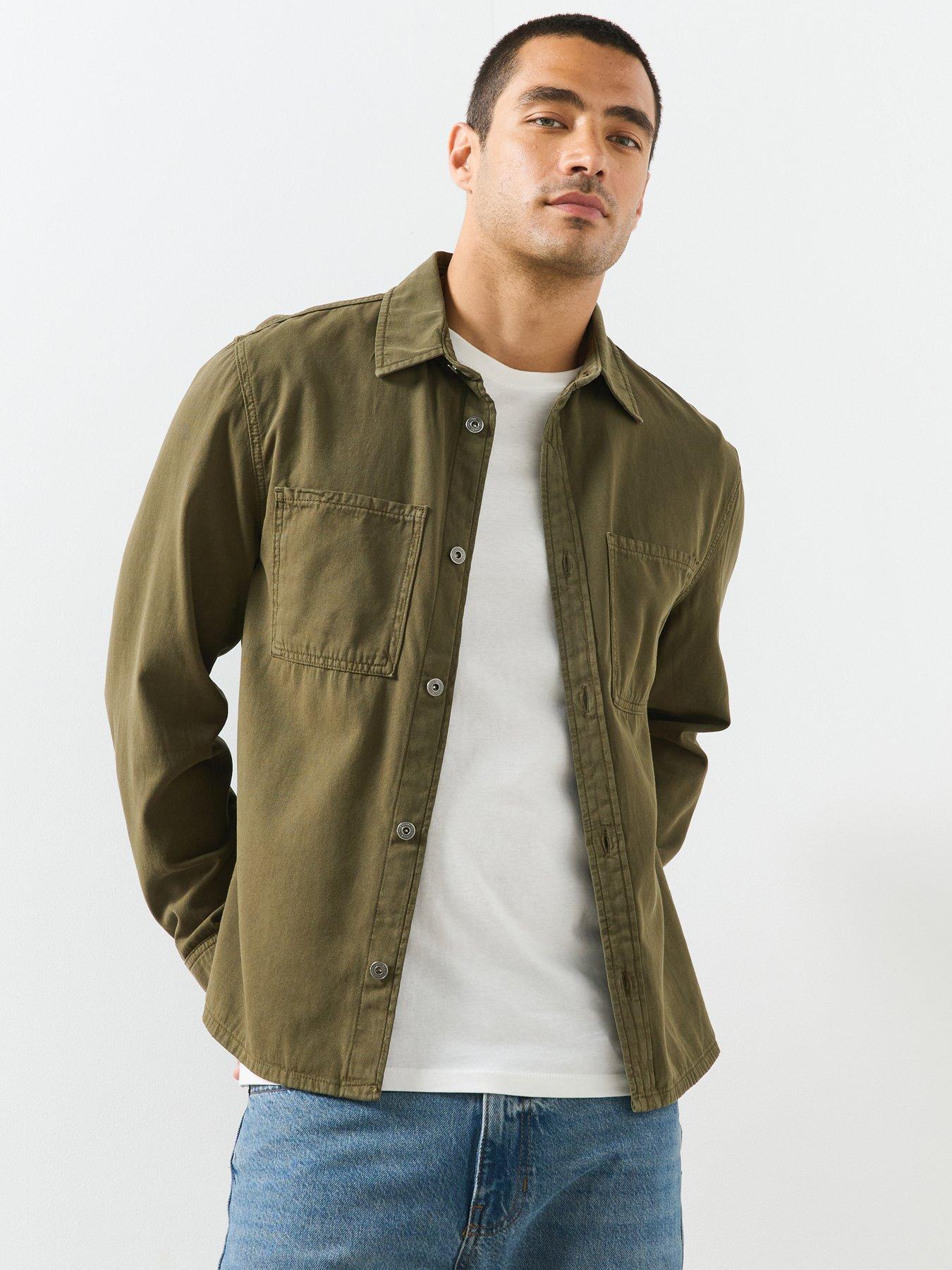 Image 1 of 5 of Mango Denim Pockets Overshirt - Khaki