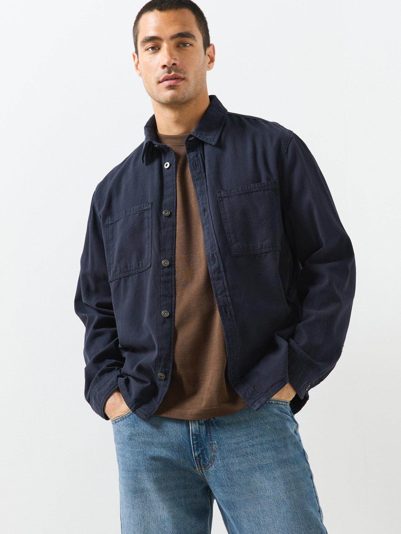 Image 1 of 6 of Mango Denim Pockets Overshirt - Dark Blue