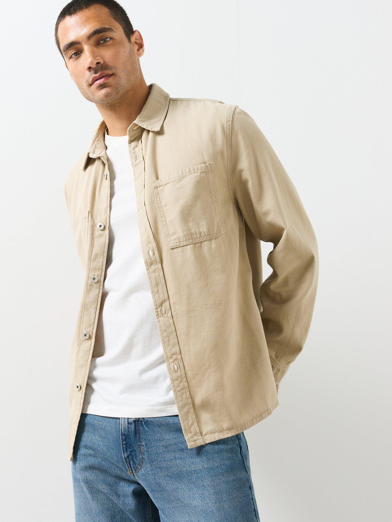 Image 1 of 6 of Mango Denim Pockets Overshirt - Cream