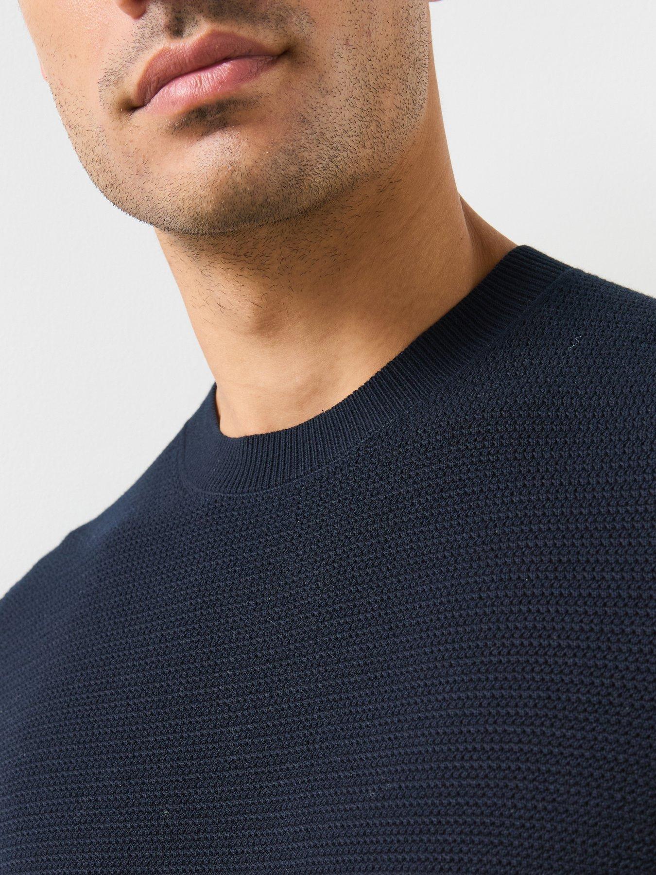 Image 4 of 6 of Mango Fine Knit Cotton Blend Sweater - Navy