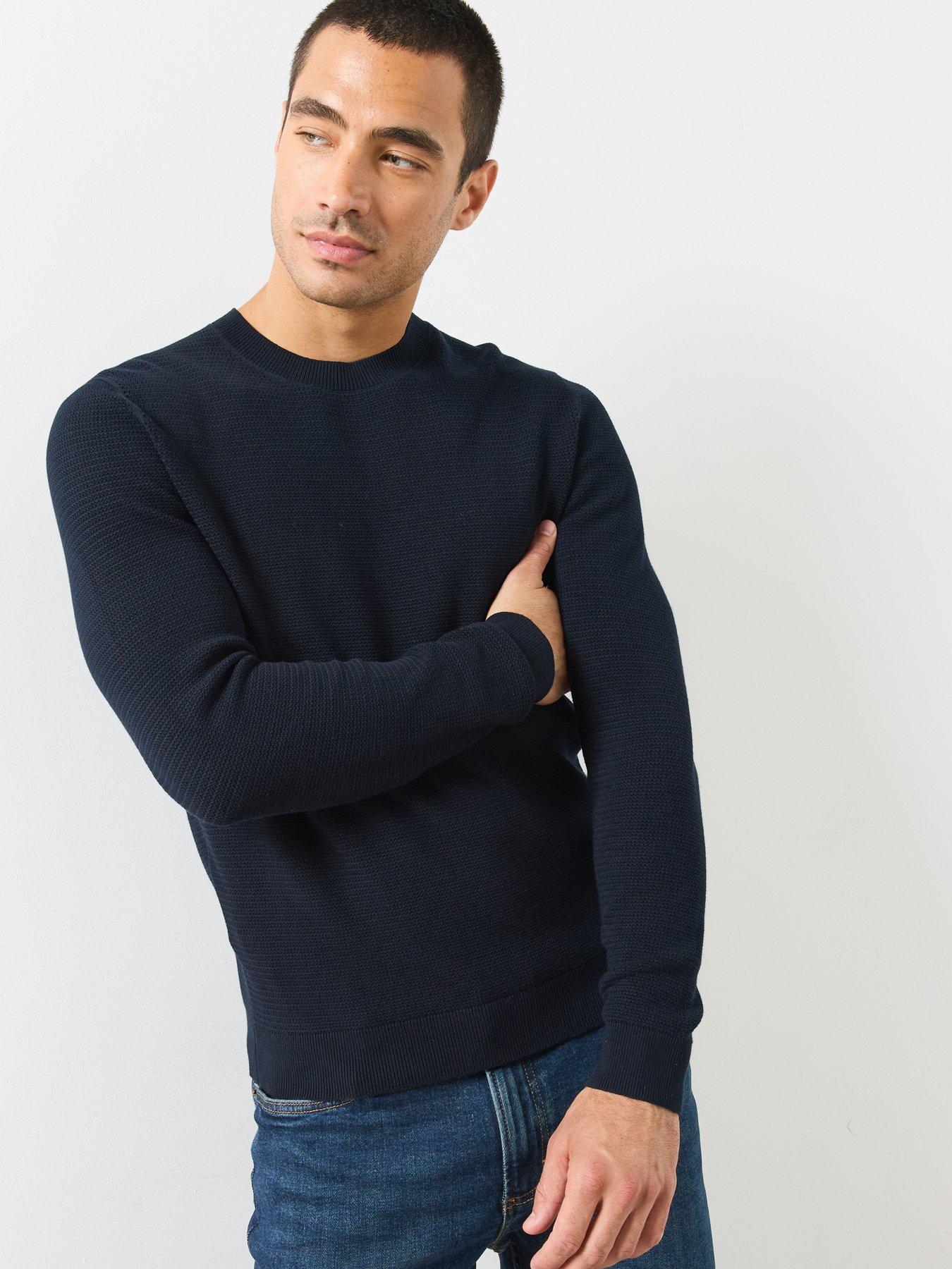 Image 5 of 6 of Mango Fine Knit Cotton Blend Sweater - Navy