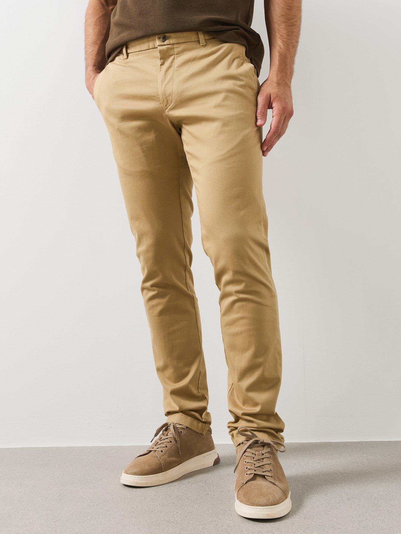Mango Barna Super Slim Fit Chino Twill Trousers - Beige