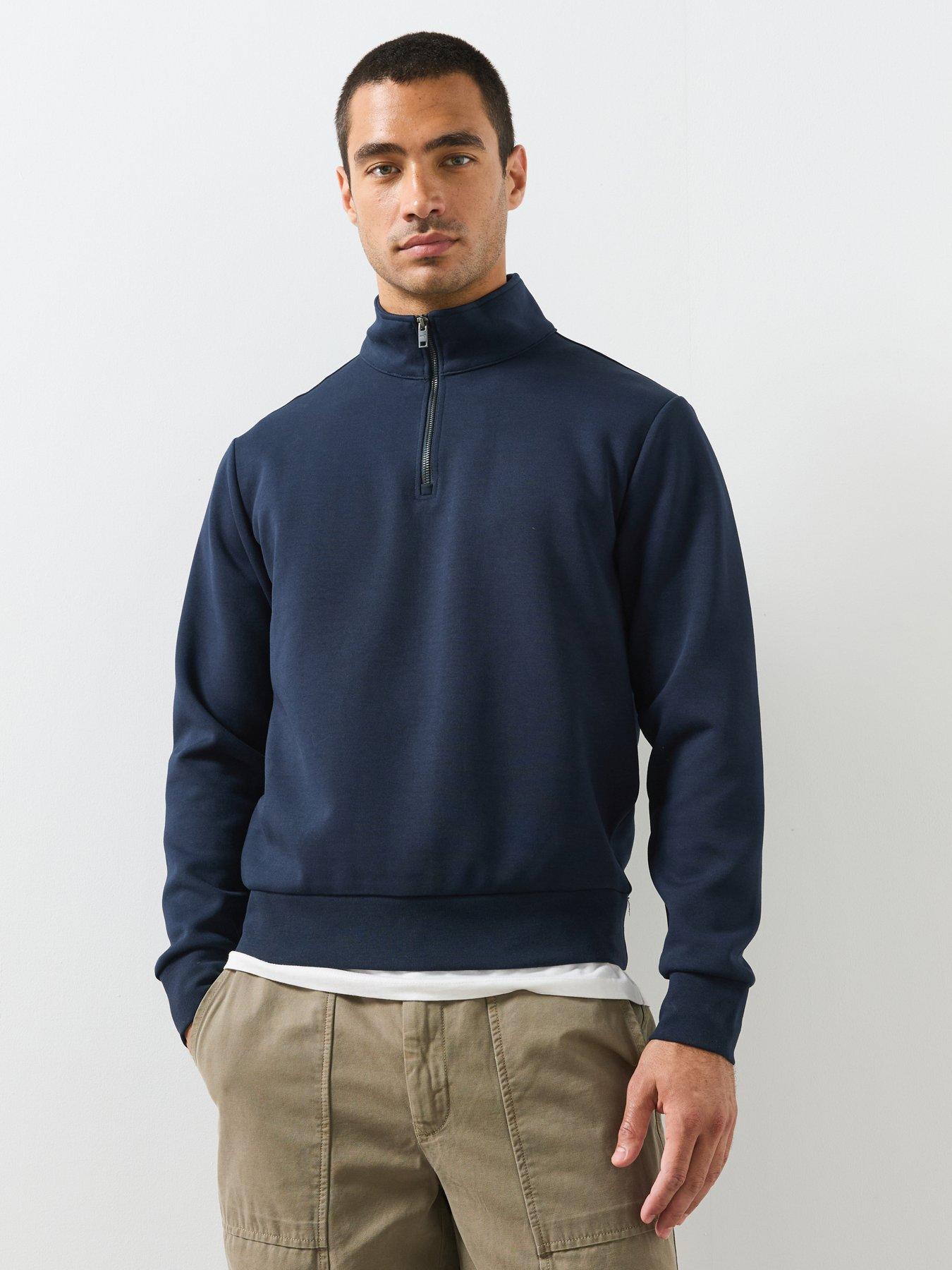 Image 1 of 6 of Mango Cotton Blend Zipper Sweatshirt - Blue