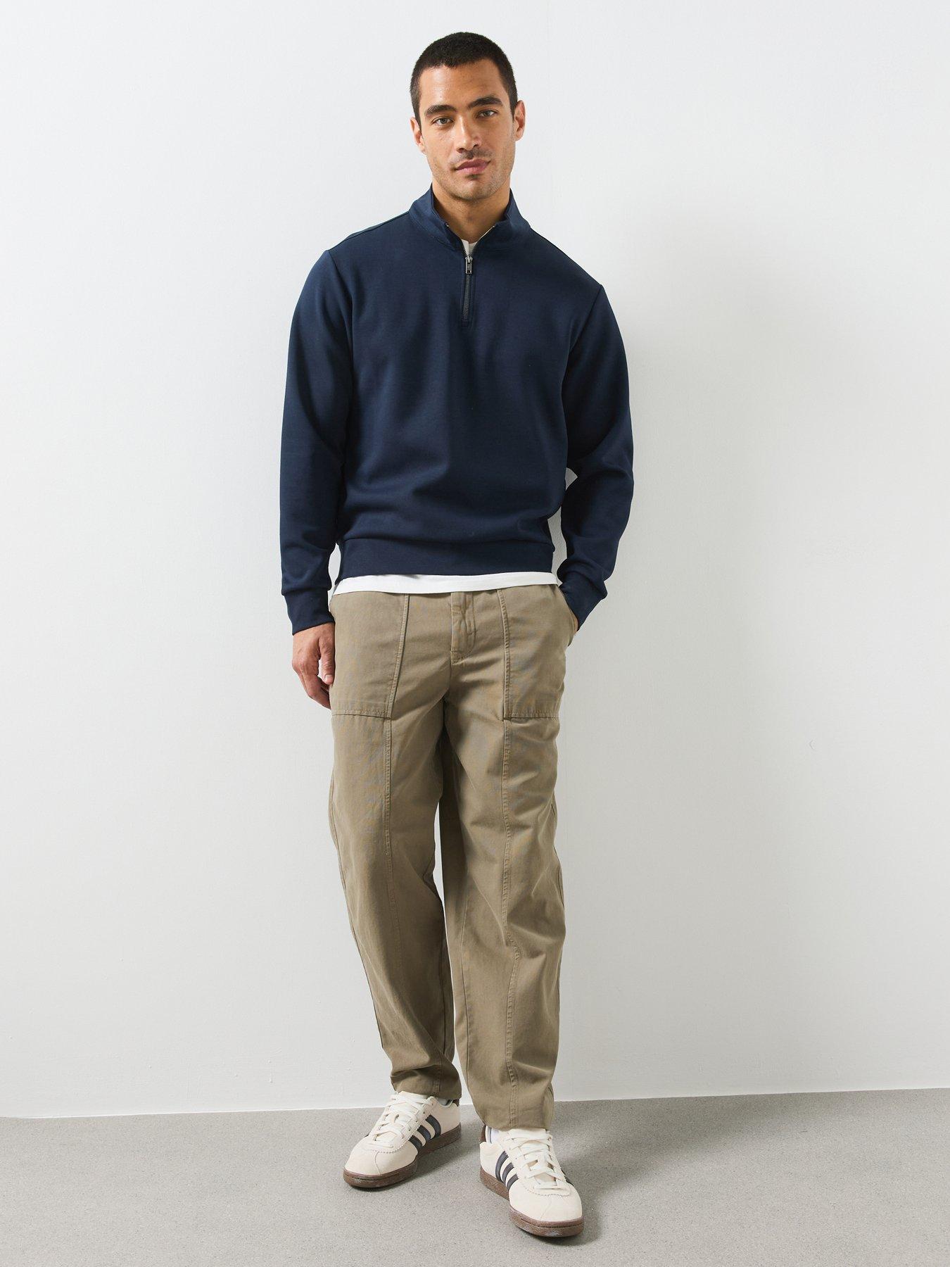 Image 3 of 6 of Mango Cotton Blend Zipper Sweatshirt - Blue
