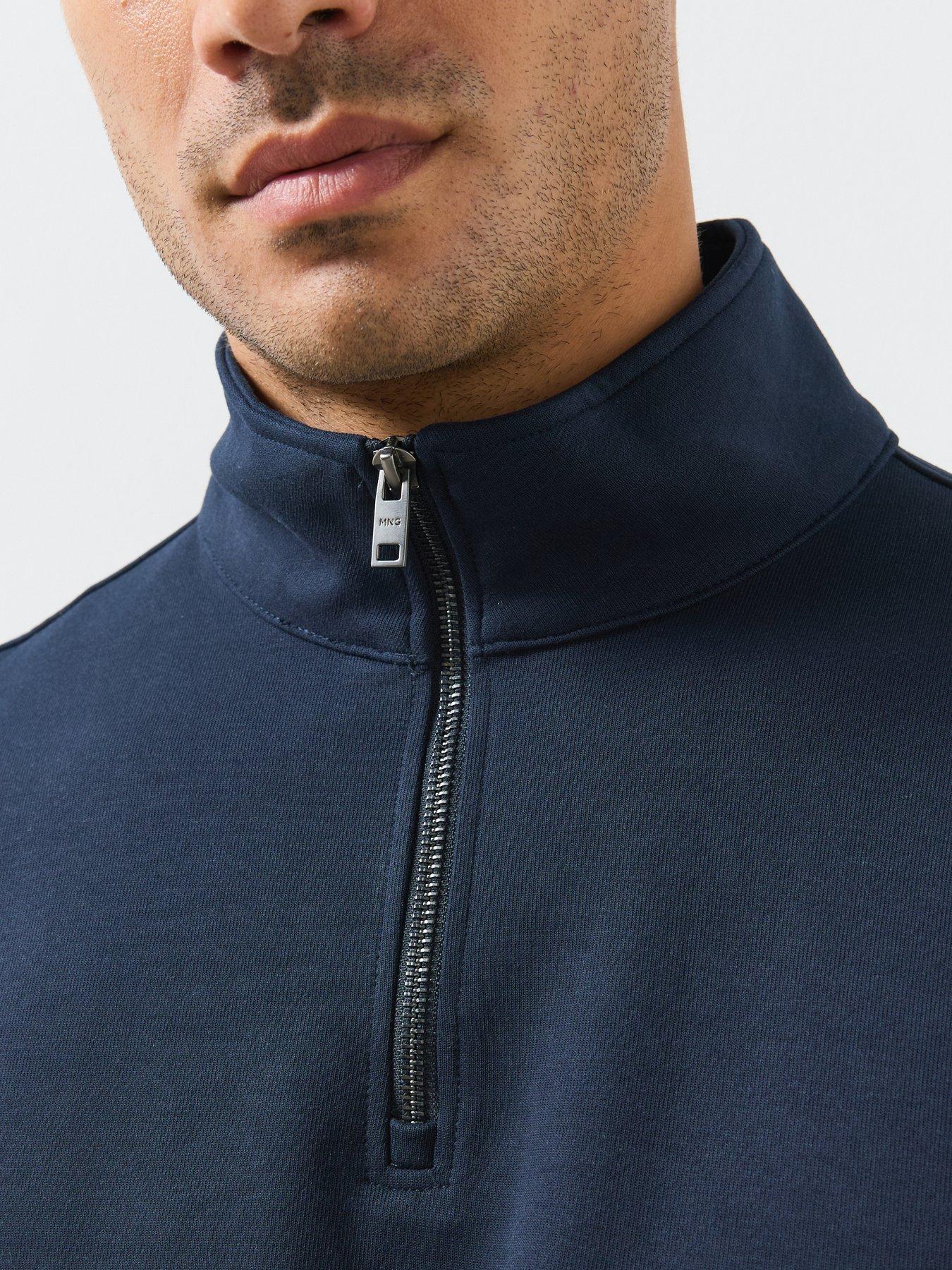 Image 4 of 6 of Mango Cotton Blend Zipper Sweatshirt - Blue