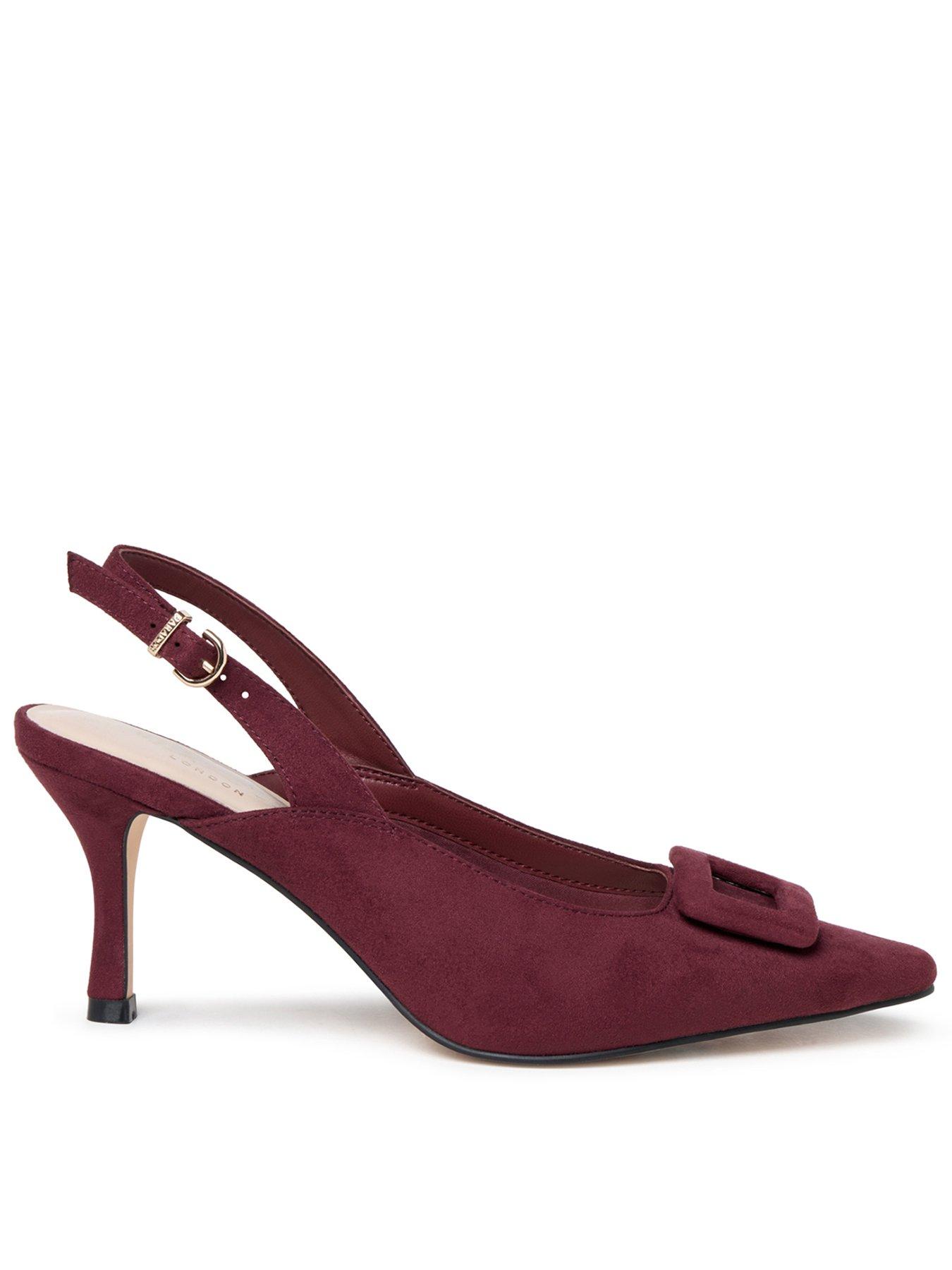 Image 1 of 7 of Paradox London Salem Buckle Detail Court Heeled Shoe - Red