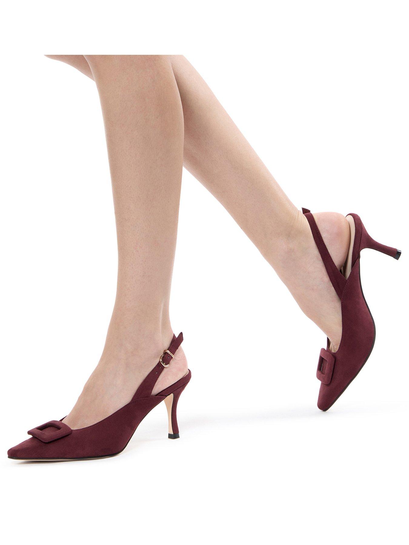 Image 2 of 7 of Paradox London Salem Buckle Detail Court Heeled Shoe - Red