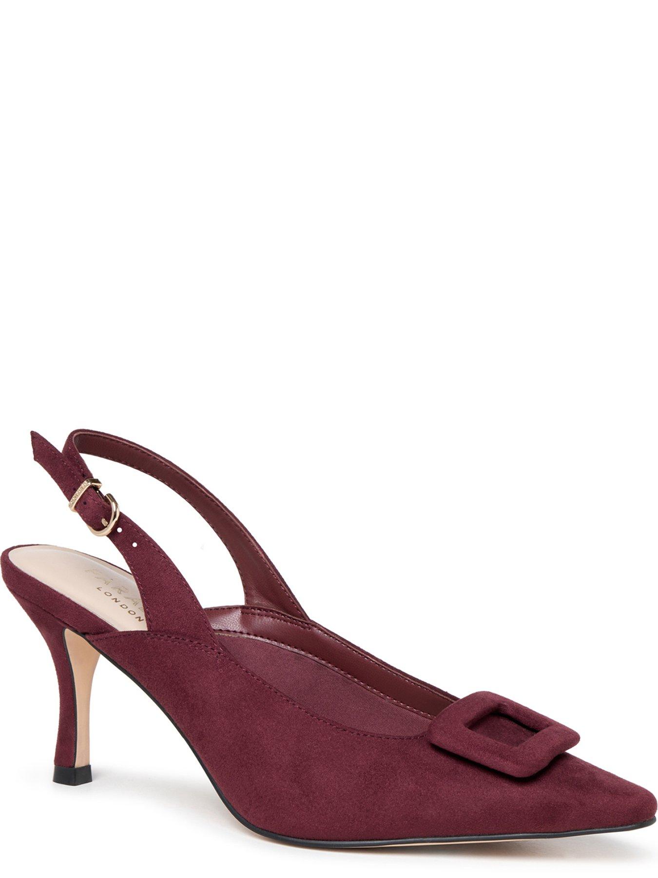 Image 4 of 7 of Paradox London Salem Buckle Detail Court Heeled Shoe - Red