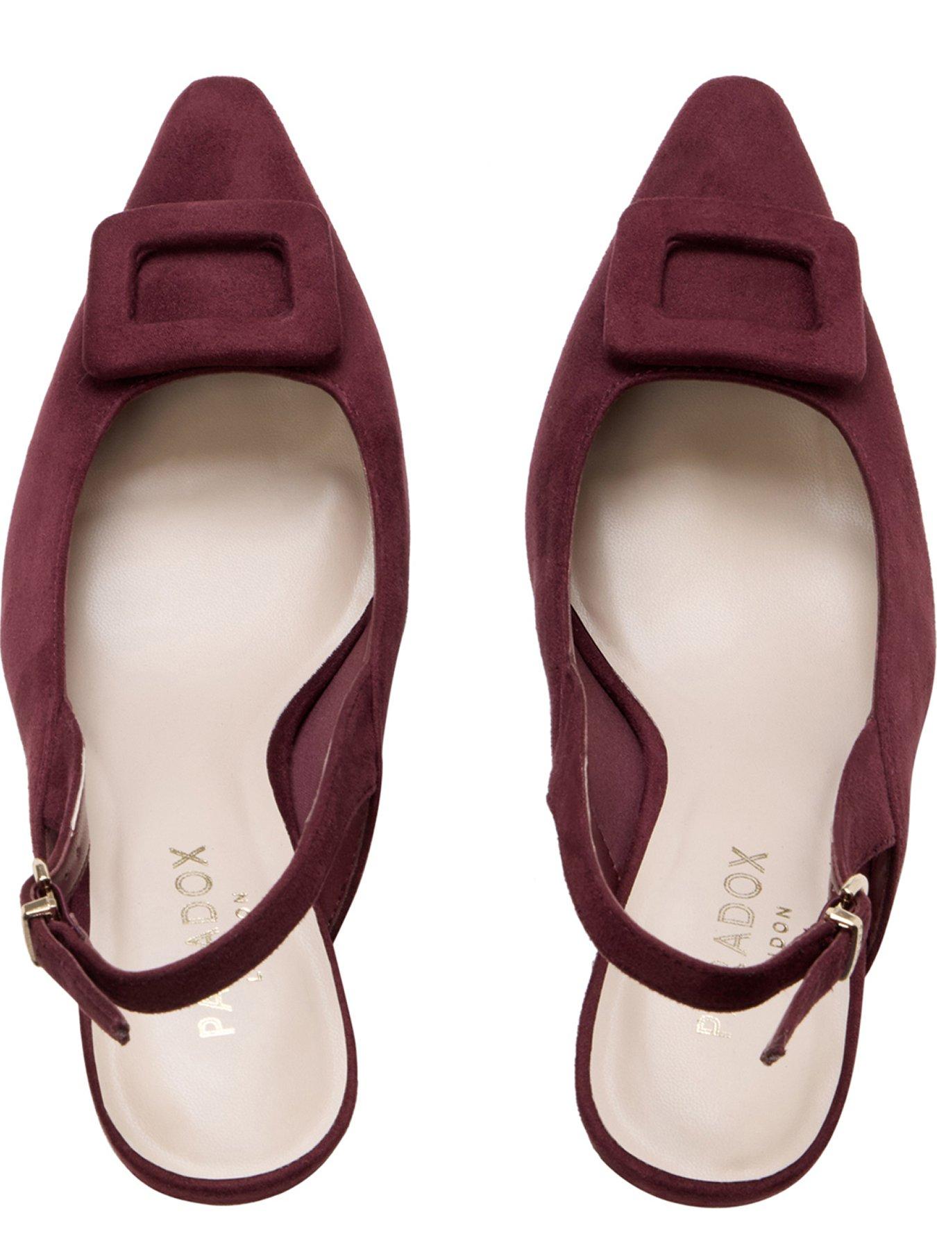Image 5 of 7 of Paradox London Salem Buckle Detail Court Heeled Shoe - Red