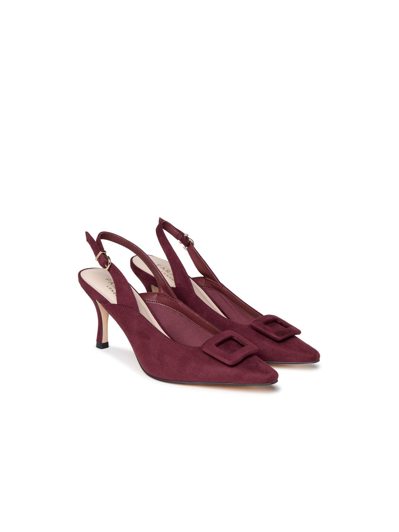 Image 6 of 7 of Paradox London Salem Buckle Detail Court Heeled Shoe - Red